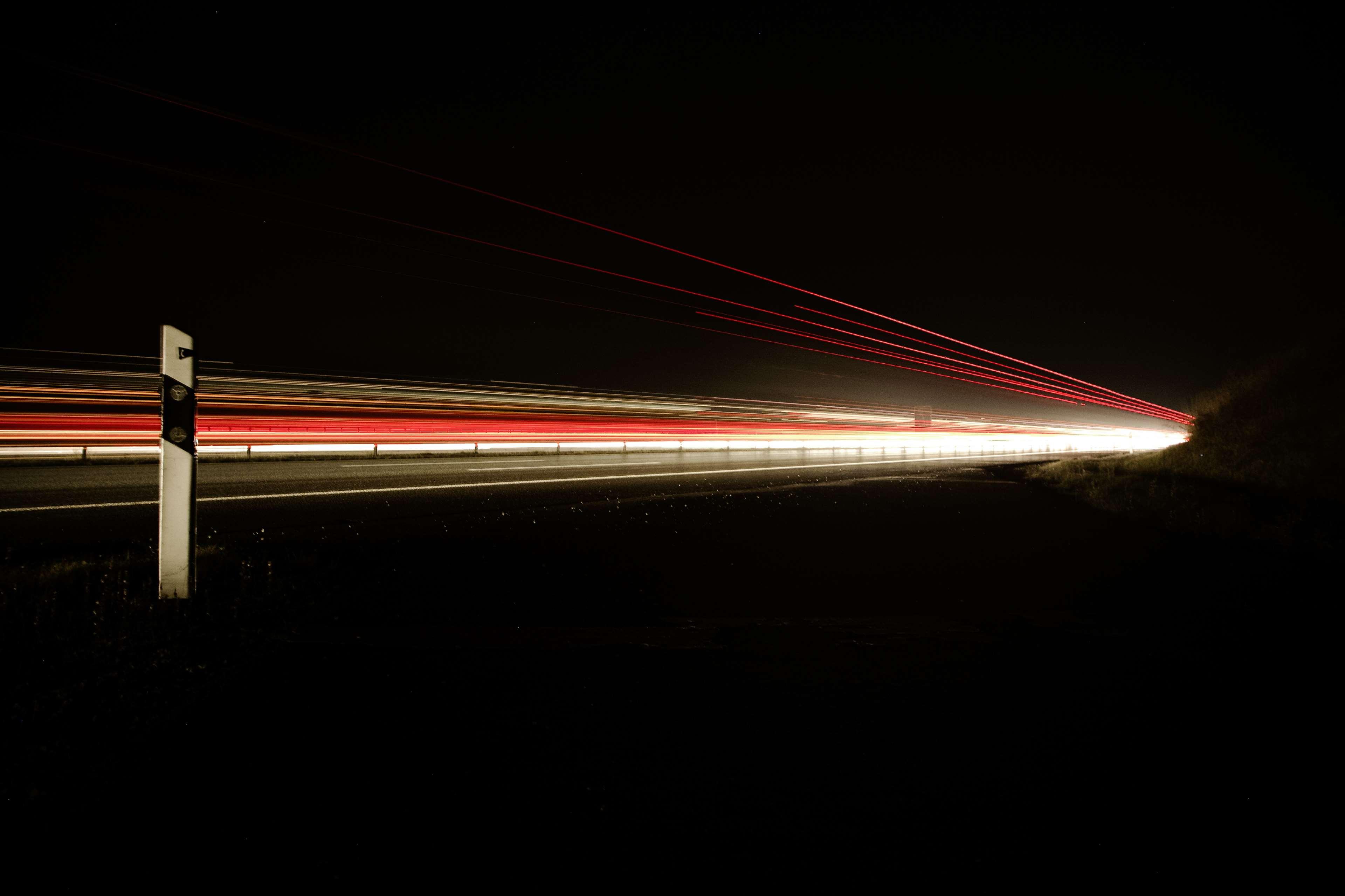 3840x2560 dark, high speed, light streaks, long exposure, night, speed, train 4k Gallery HD Wallpaper