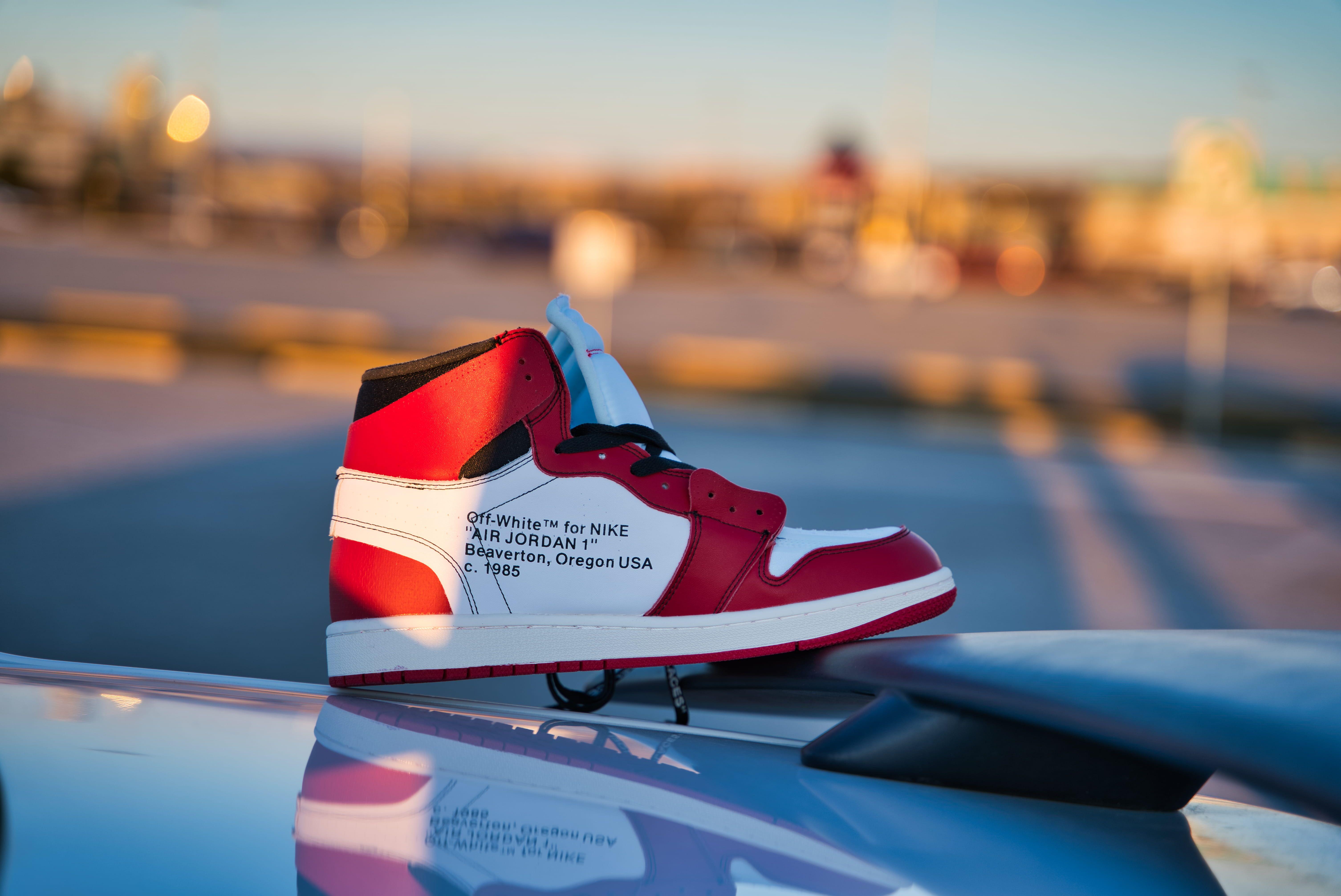 6024x4024 Wallpaper white, black, and red Air Jordan 1 shoe, clothing, apparel, footwear. Air jordans, Jordans, Jordan 1 retro high