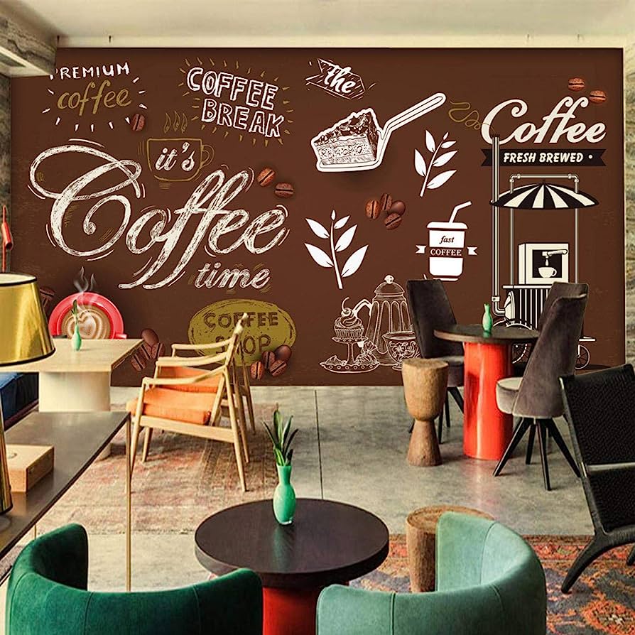 894x894 HGFHGD Retro Hand Painted Poster 3D Mural Wallpaper Coffee Shop Restaurant Background Wallpaper Wall Sticker Wall Art, 460cm(W)x280cm(H)