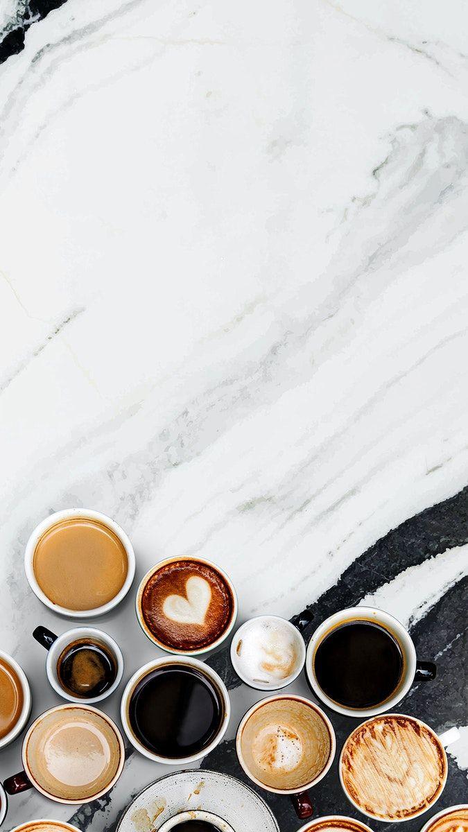675x1200 Mixed coffee cups on a black and white marble textured wallpaper. free image / nook. Coffee wallpaper, Coffee wallpaper iphone, Aesthetic coffee