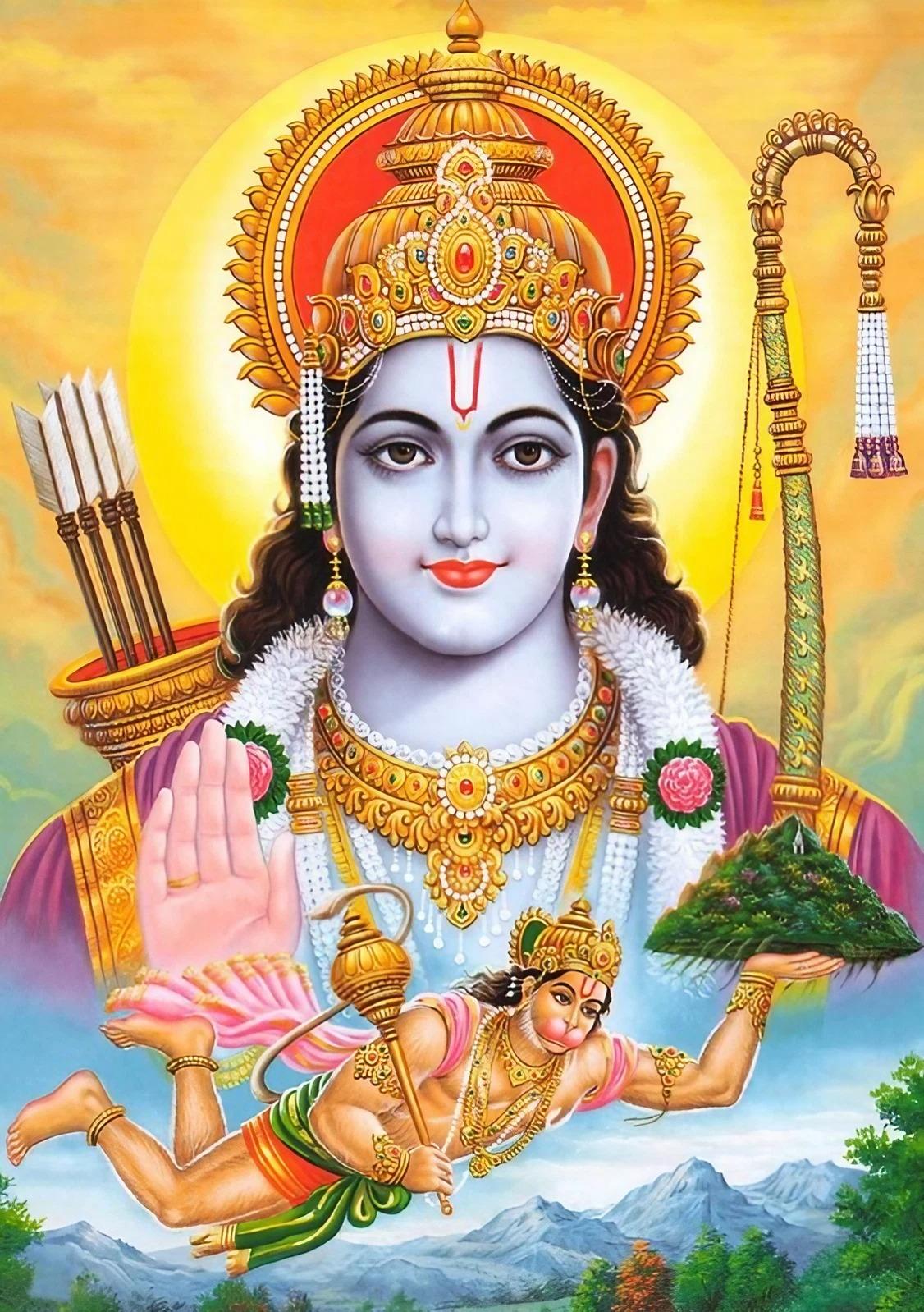 1126x1598 Ram and hanuman Wallpaper Download