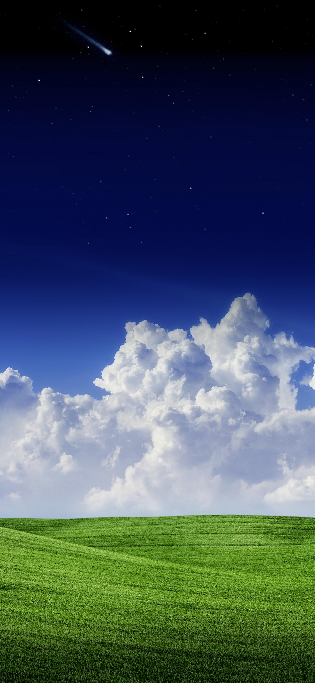 1290x2796 Landscape Wallpaper 4K, Clouds, Green Grass, Nature