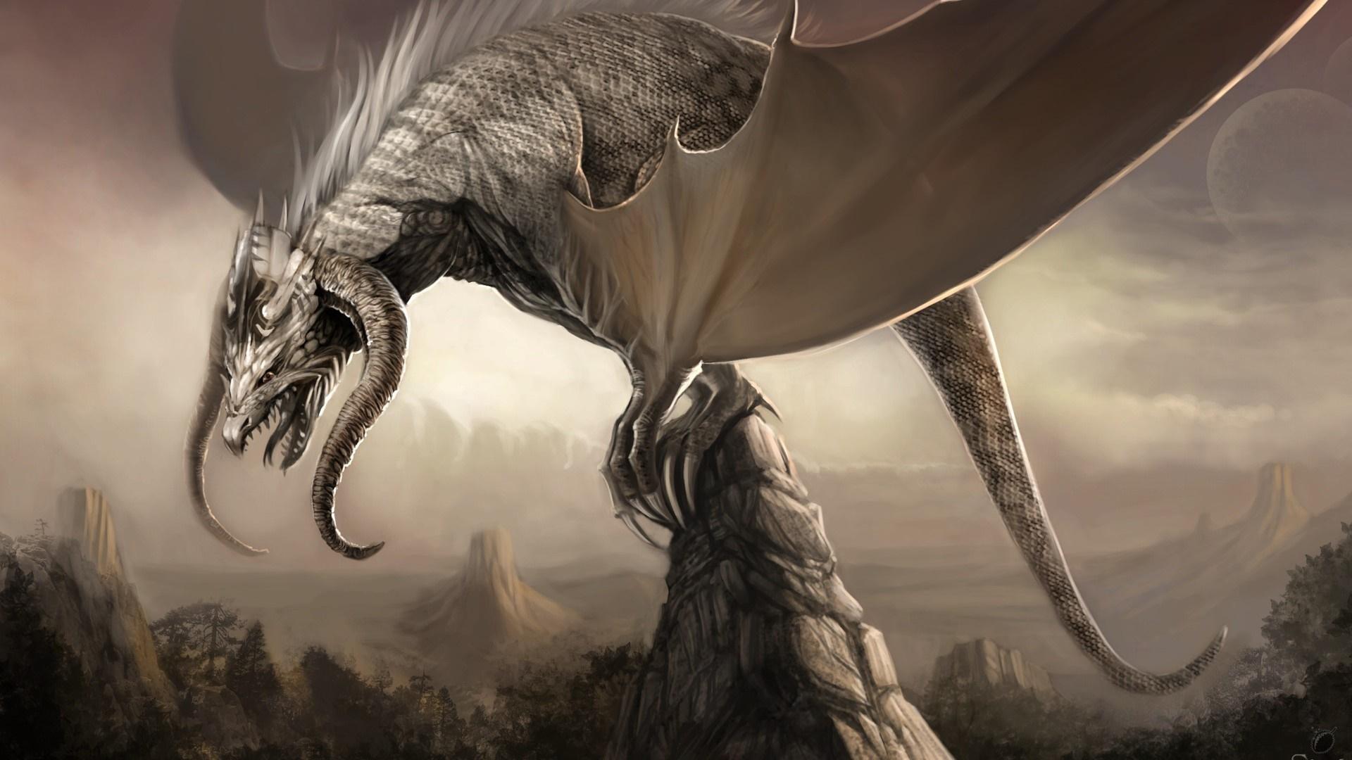 1920x1080 fantasy art, dragon, mythology, darkness, wing, dinosaur, screenshot, computer wallpaper, fictional character, tyrannosaurus Gallery HD Wallpaper