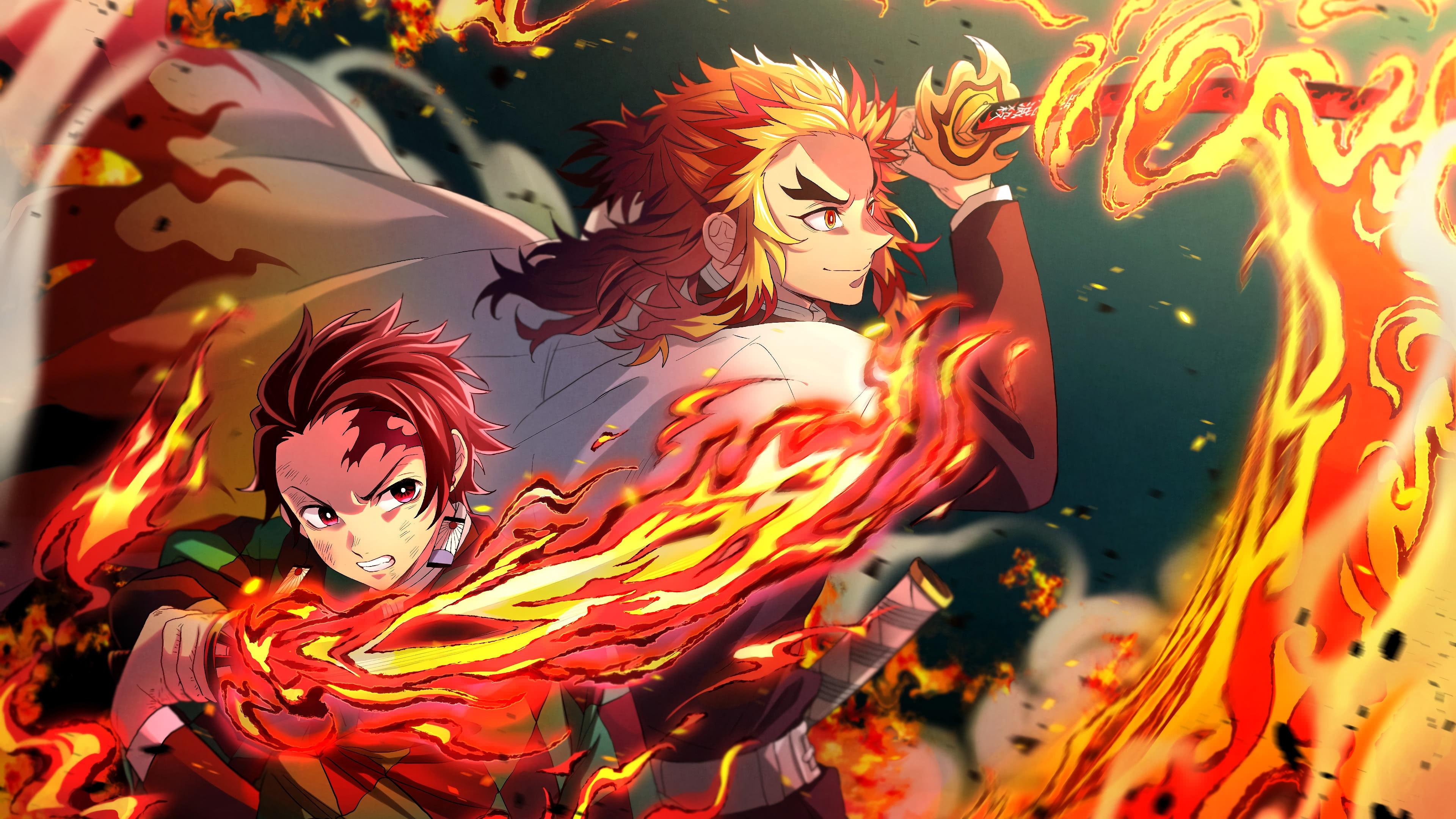 3840x2160 Crossover 4K, Monkey D. Luffy, Tanjiro Kamado, Baryon Mode (Naruto), Hinokami Kagura, Naruto Uzumaki, Goku Gallery HD Wallpaper