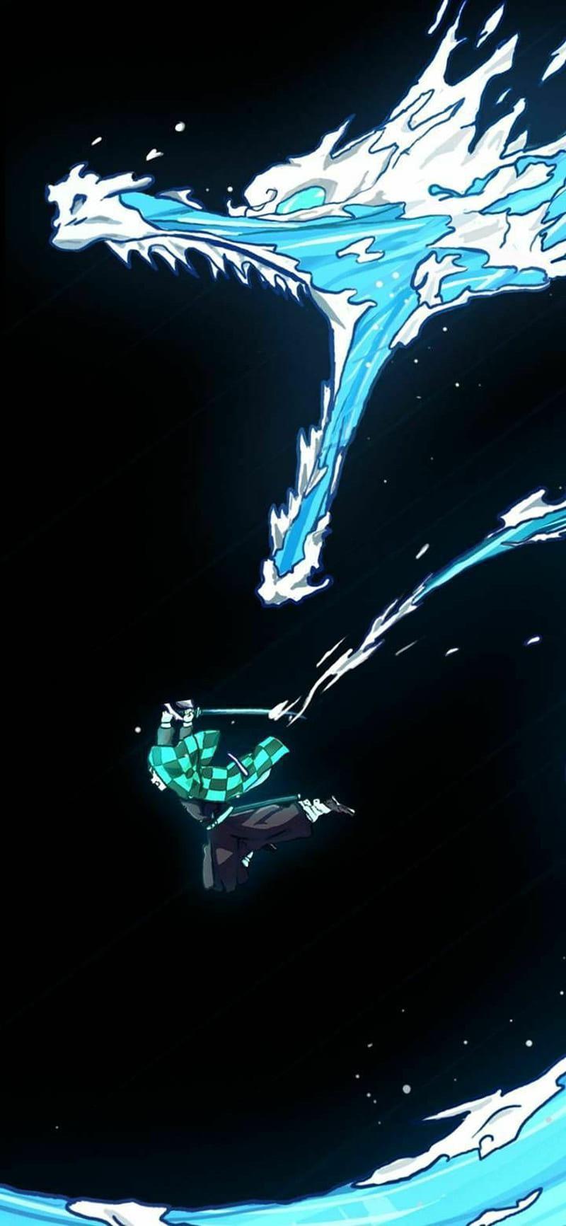 800x1733 My custom demon slayer wallpaper! (Art not mine) remix of water and sun breathing