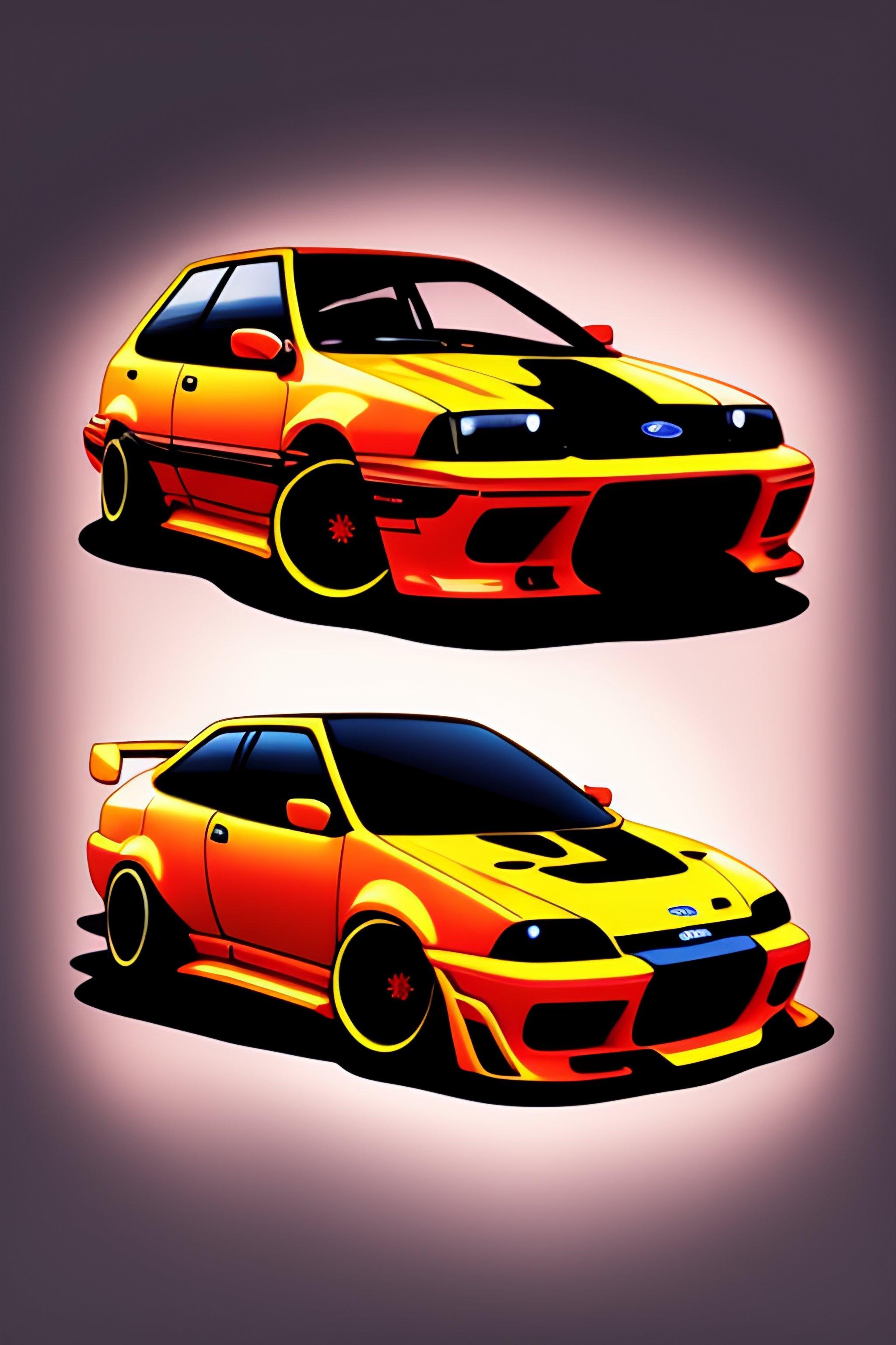 2048x3072 Lexica cartoon JDM car, sticker, initial d style, solid background color
