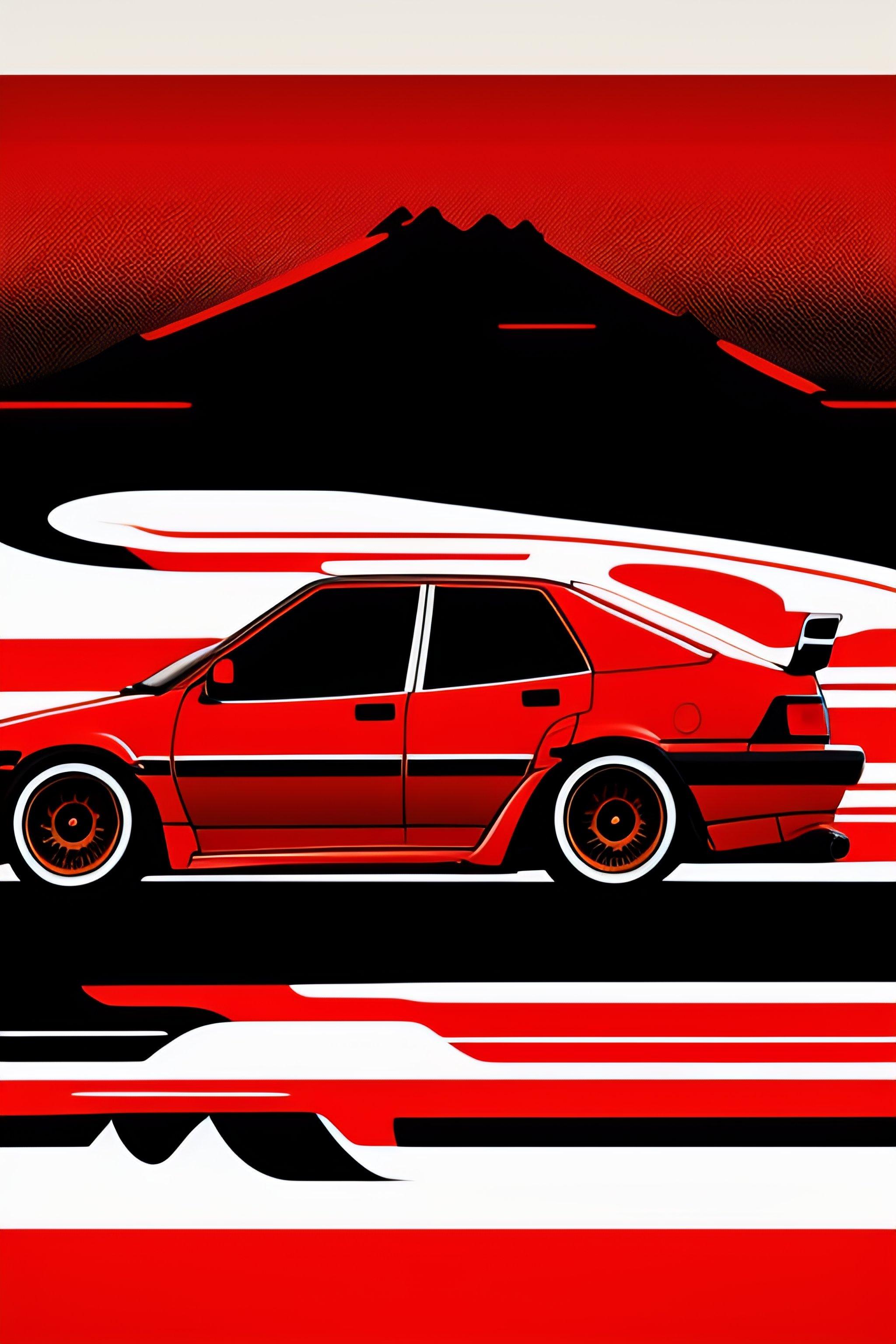 2048x3072 Lexica cartoon JDM car, sticker, initial d style, solid background color