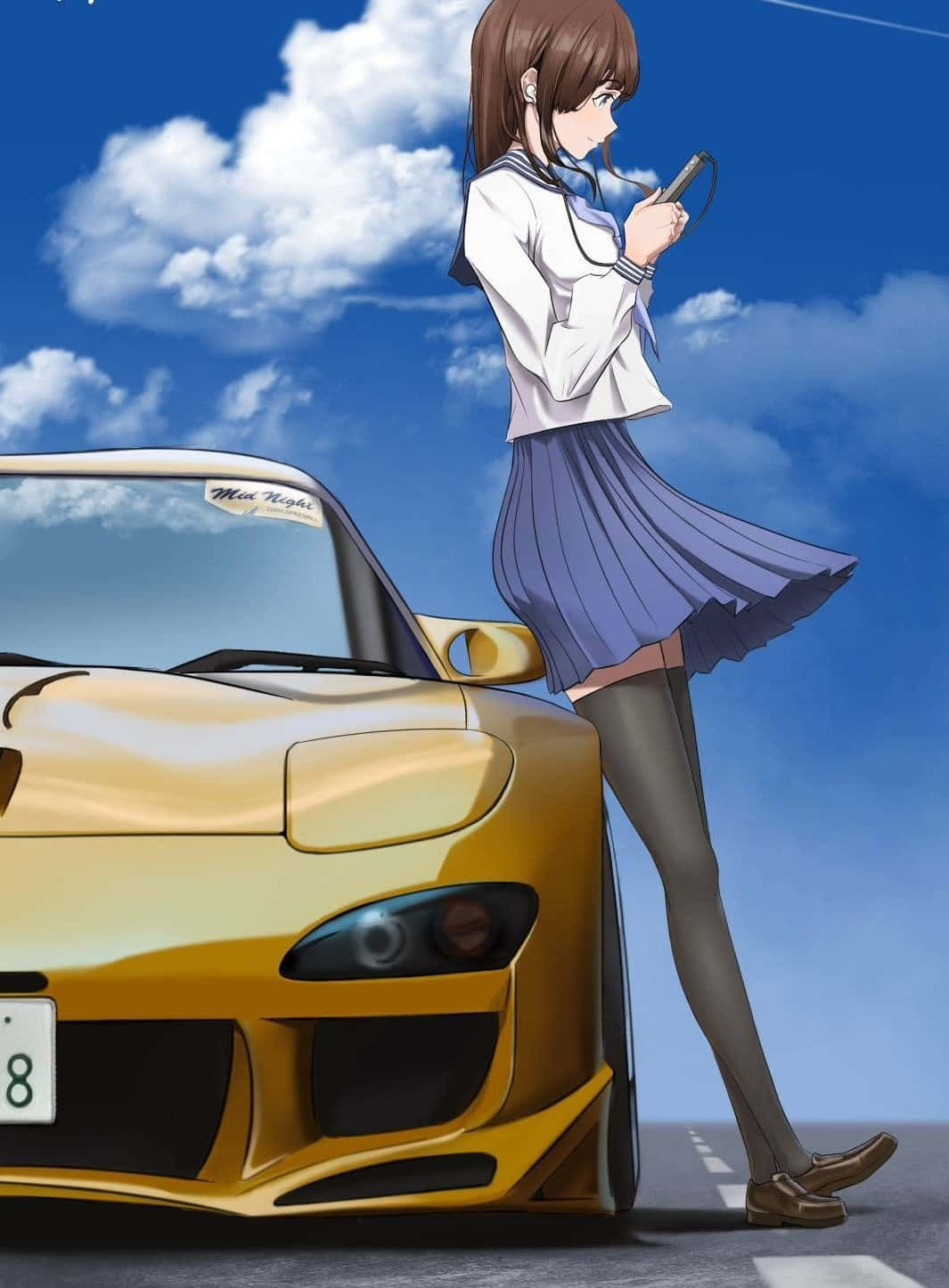 1065x1446 Download Gold Mazda Rx 7 Jdm Anime Wallpaper