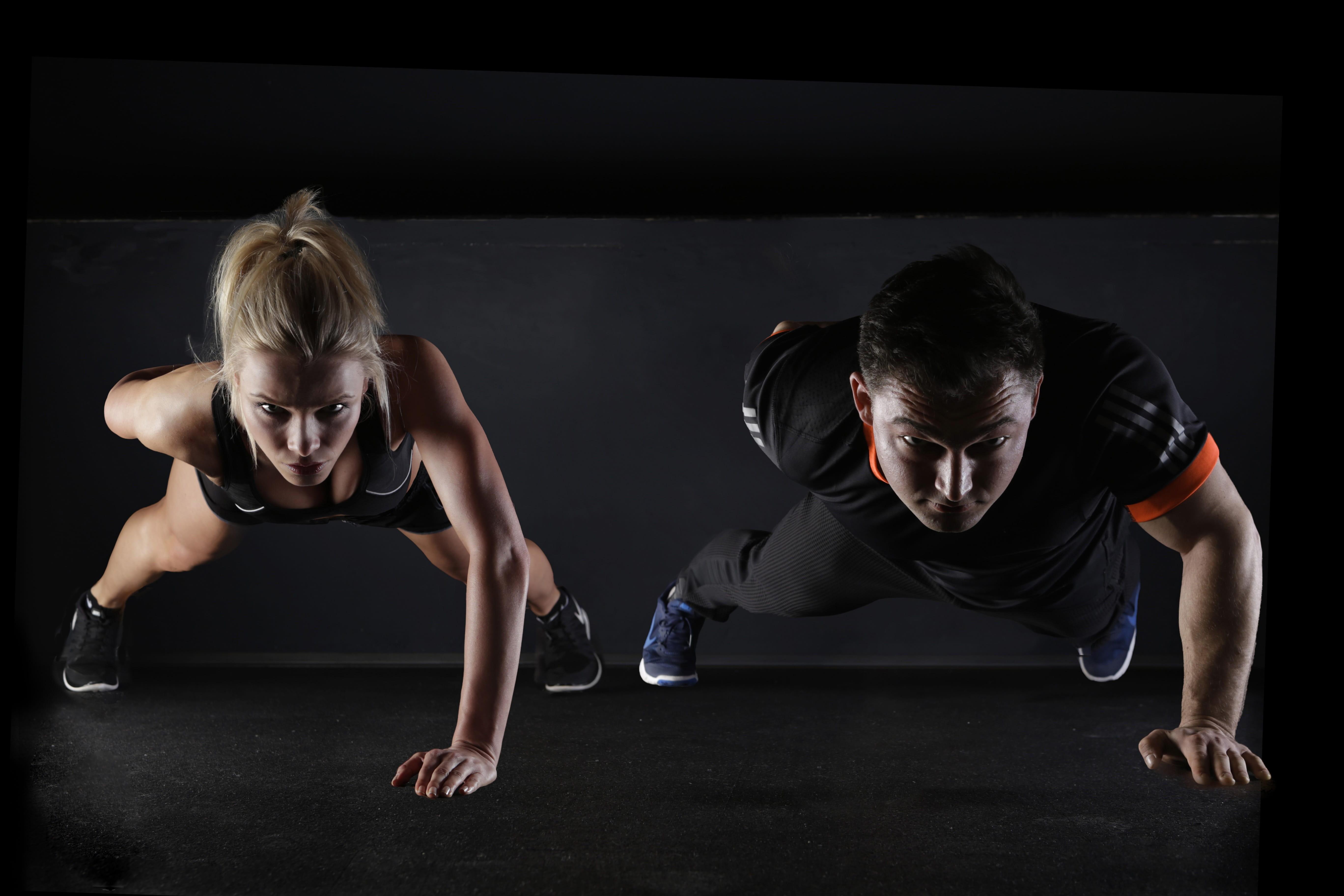 5472x3648 Wallpaper / indoors, men, gym, action, determination, caucasian Ethnicity, effort, athlete, exercise, couple, Fitness, sports Clothing, health Club, healthy Lifestyle free download