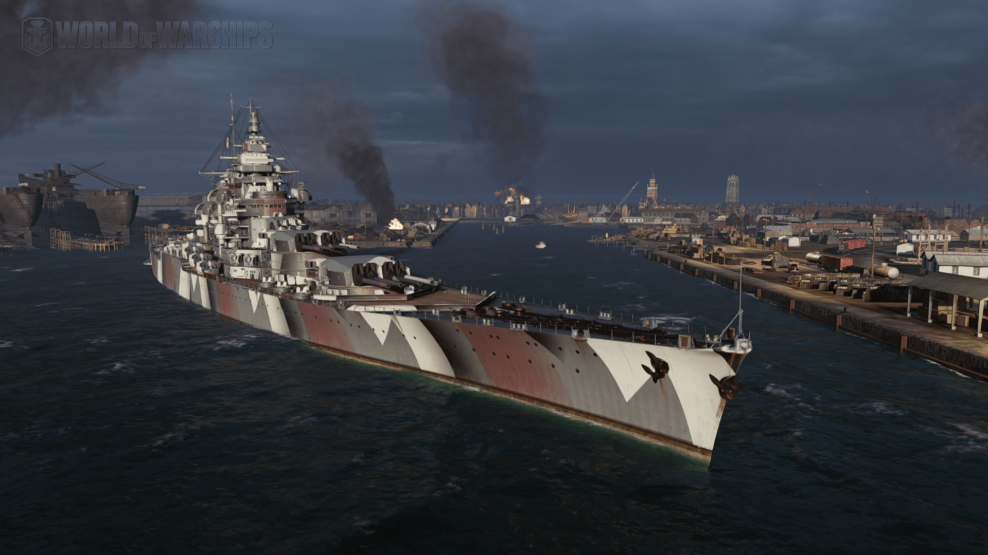 1920x1080 Wallpaper: French battleship Alsace in port Battleships of Warships official forum