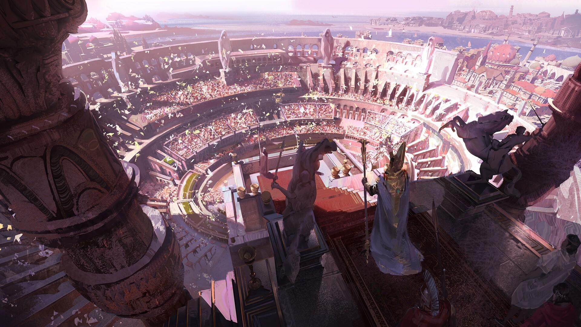 1920x1080 ArtStation, fantasy art, guards, fantasy city, artwork, fantasy architecture, Colosseum Gallery HD Wallpaper