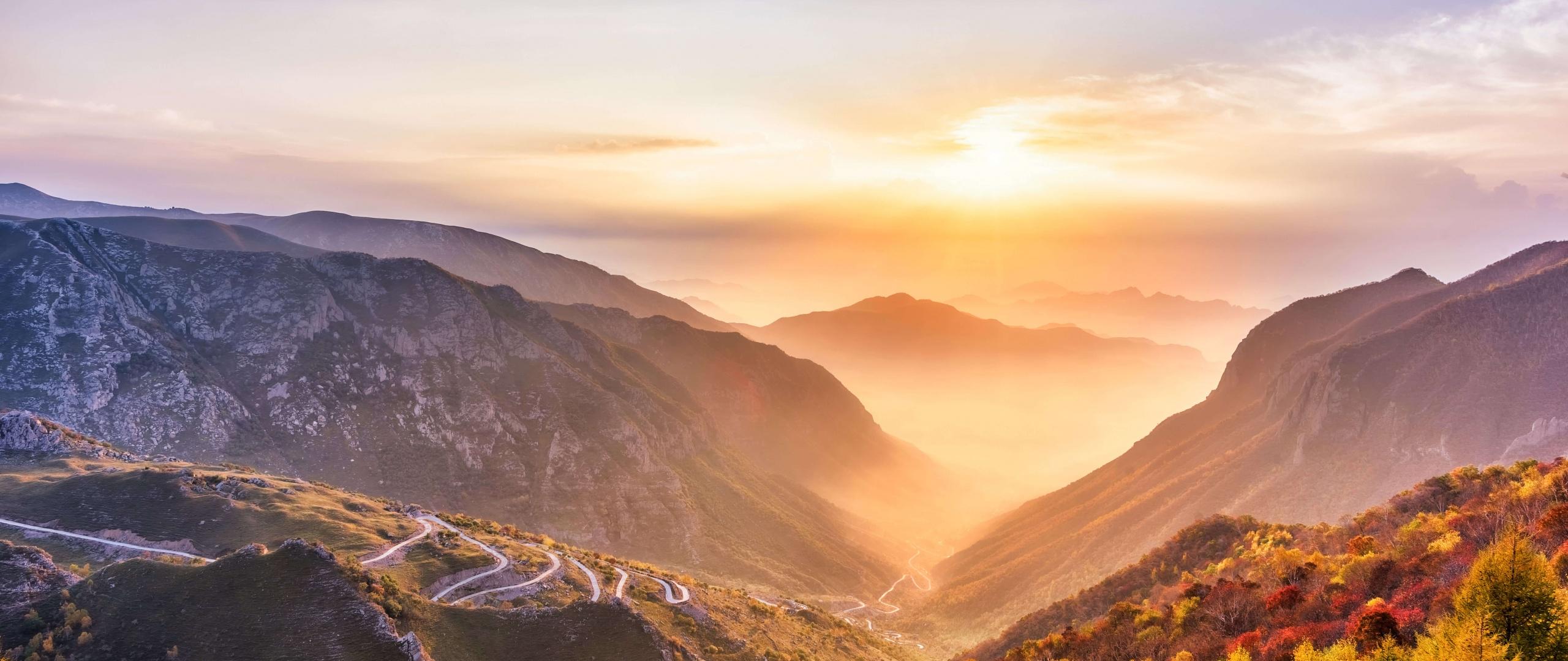 2560x1080 Zhangjiajie Grand Canyon Wallpaper 4K, View Point, Sunrise, Nature