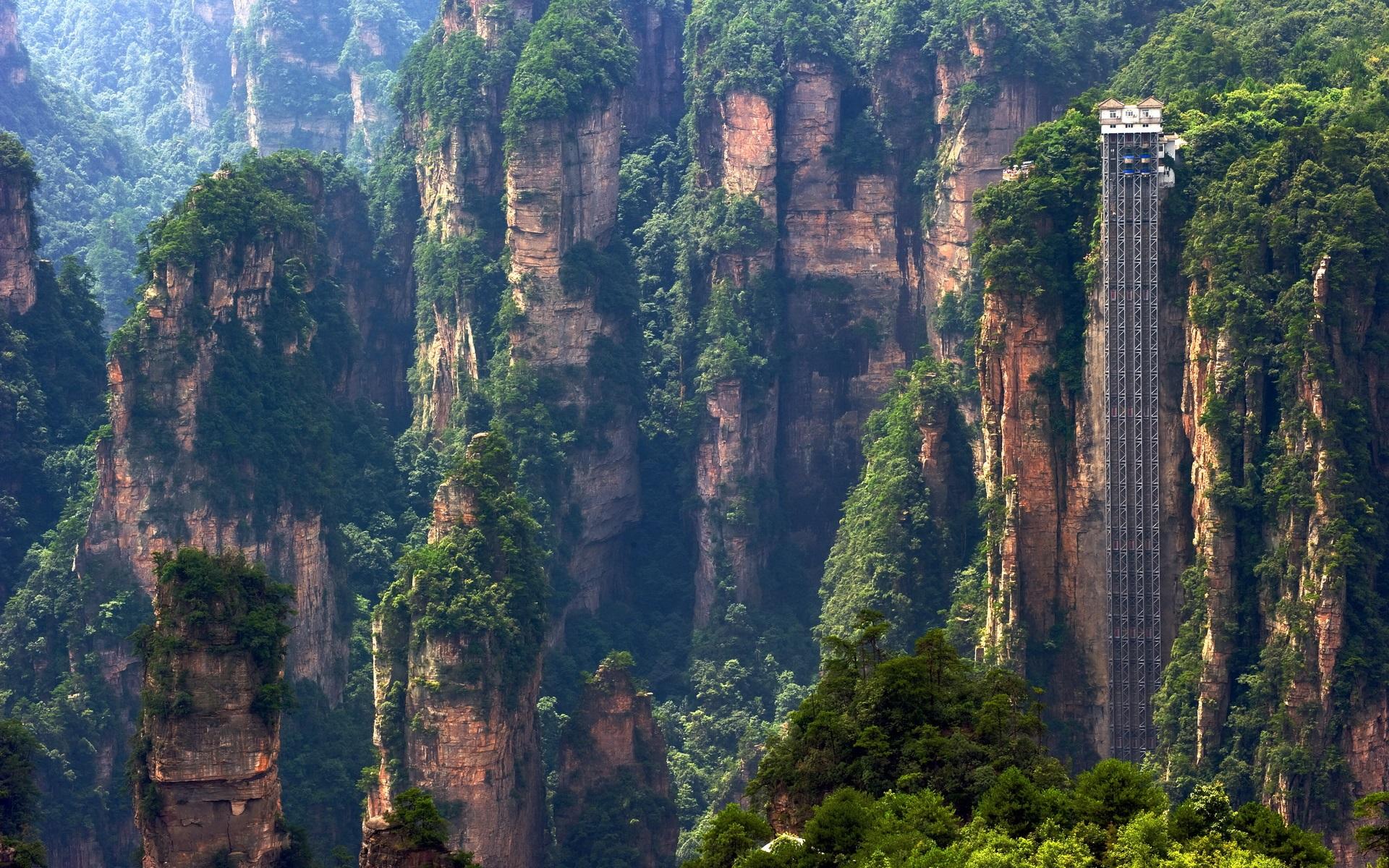1920x1200 Wallpaper Zhangjiajie nature landscape, China, cliffs, mountains, sightseeing elevator 1920x1200 HD Picture, Image