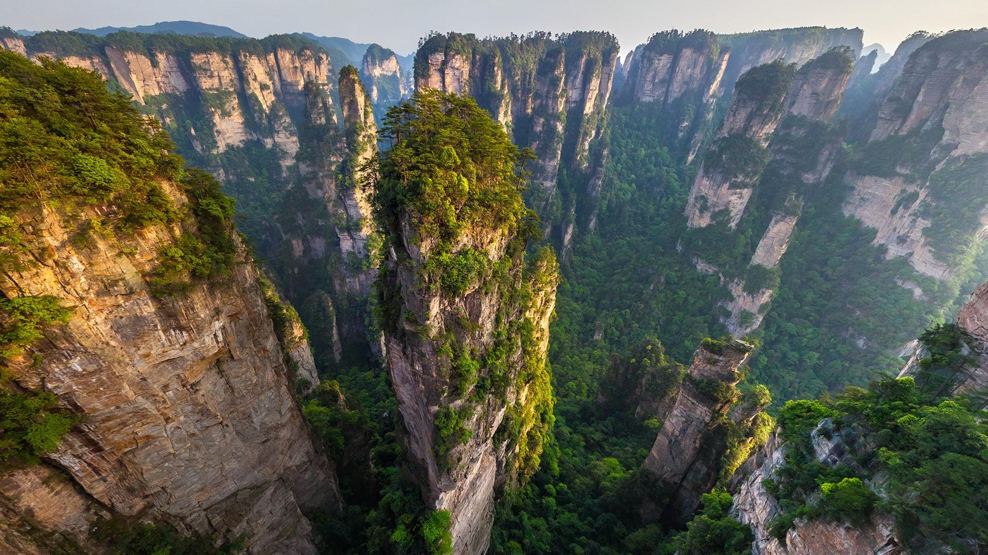 1920x1080 Aerial view of Avatar Mountains, Zhangjiajie National Forest Park, China. Windows 10 Spotlight Image
