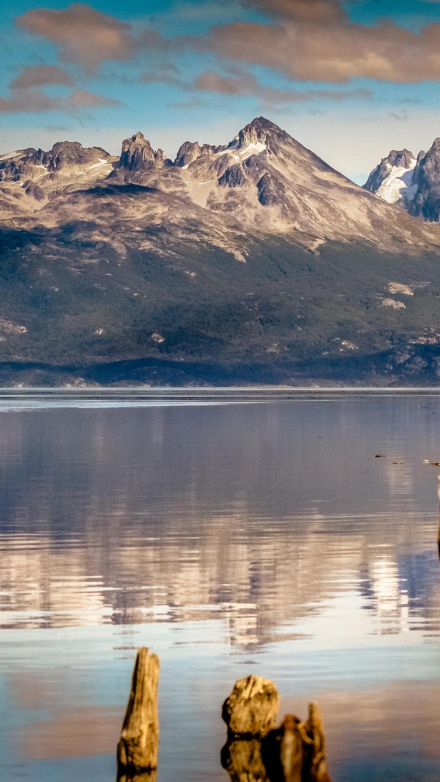 1440x2560 Wallpaper mountain, 4k, HD wallpaper, lake, sea, Ushuaia, Argentina, OS