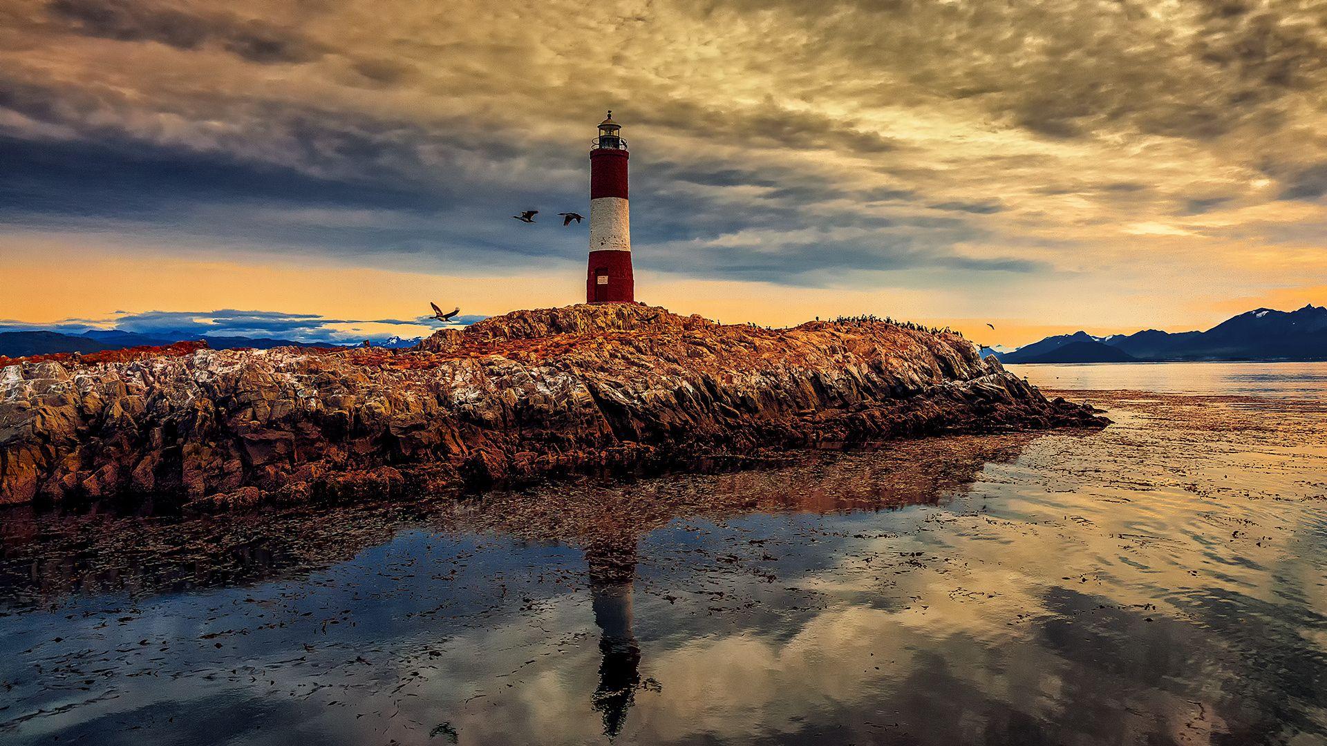 1920x1080 ushuaia, Patagonia, nature, beach, lighthousex1080 Wallpaper