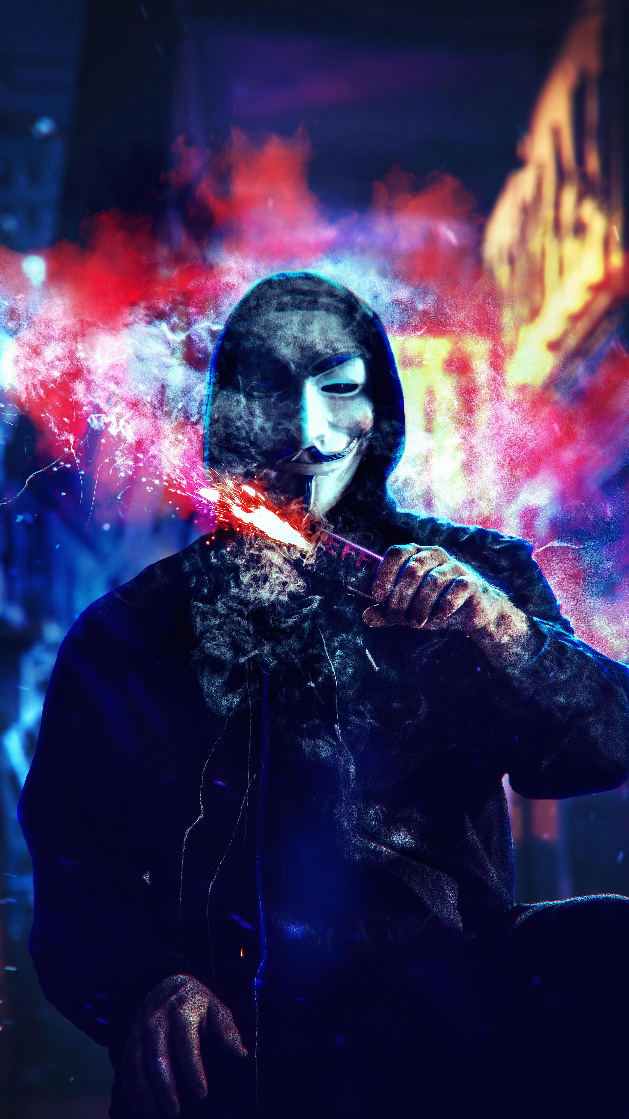 2160x3840 Anonymous, Mask, Digital Art, 4k Gallery HD Wallpaper