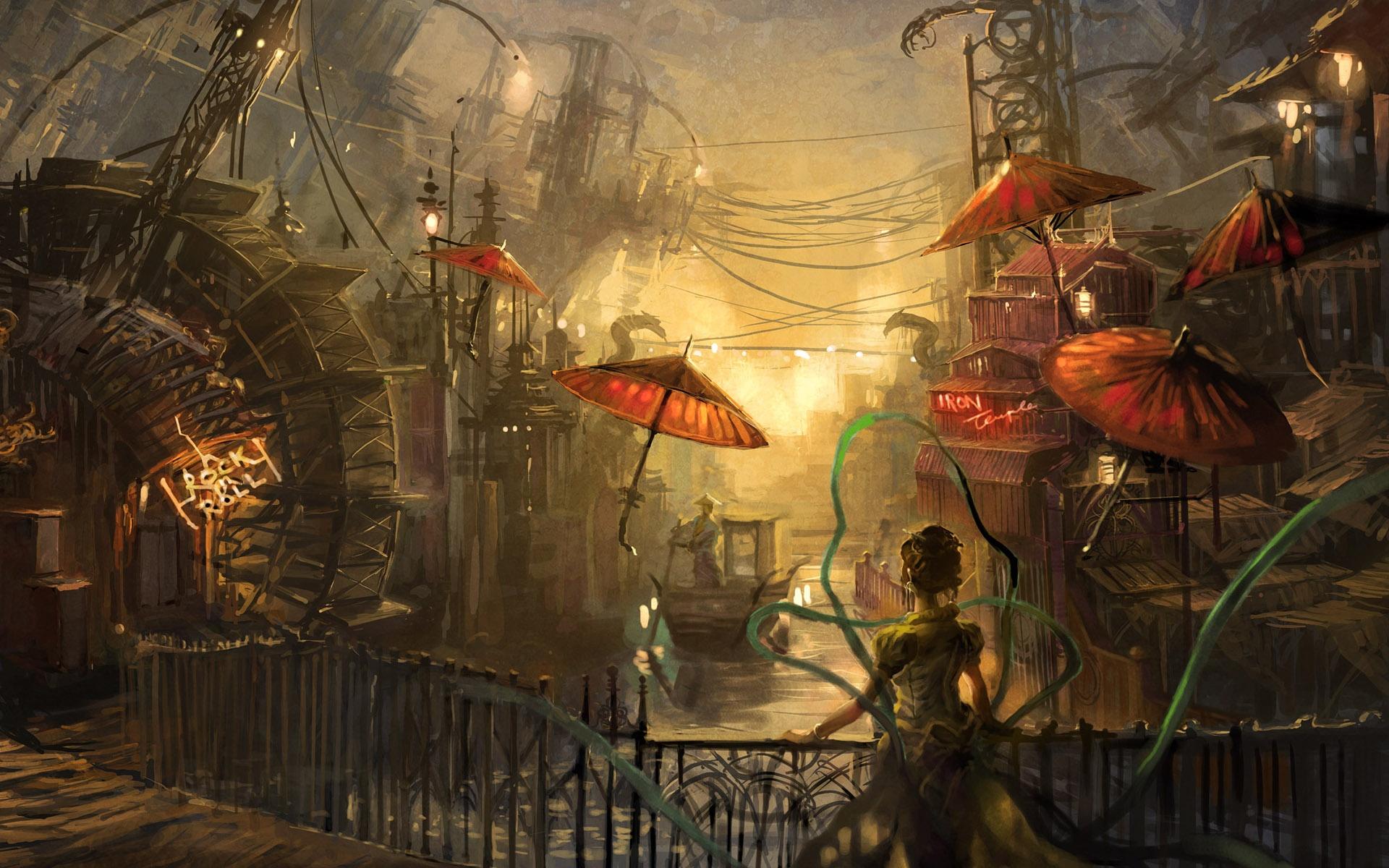 1920x1200 Fantasy City HD Wallpaper
