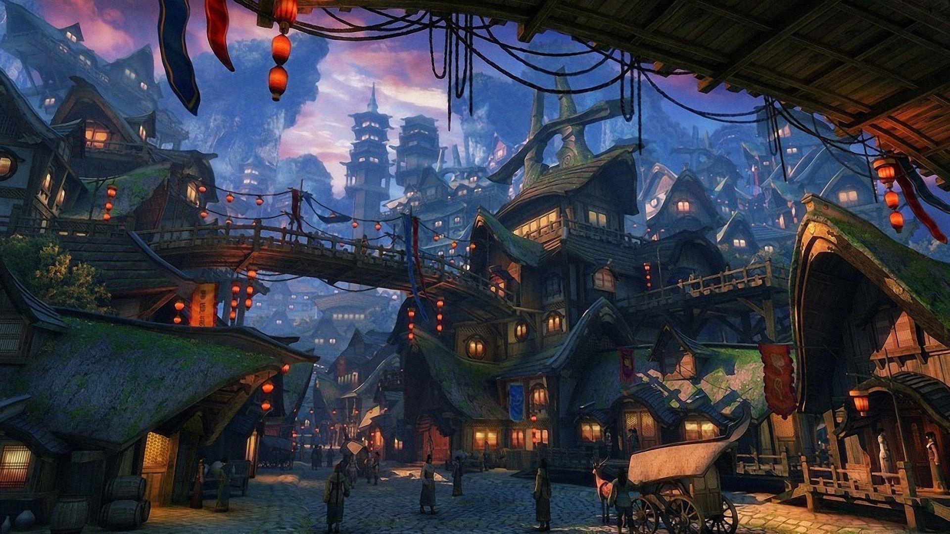 1920x1080 Fantasy Town Wallpaper