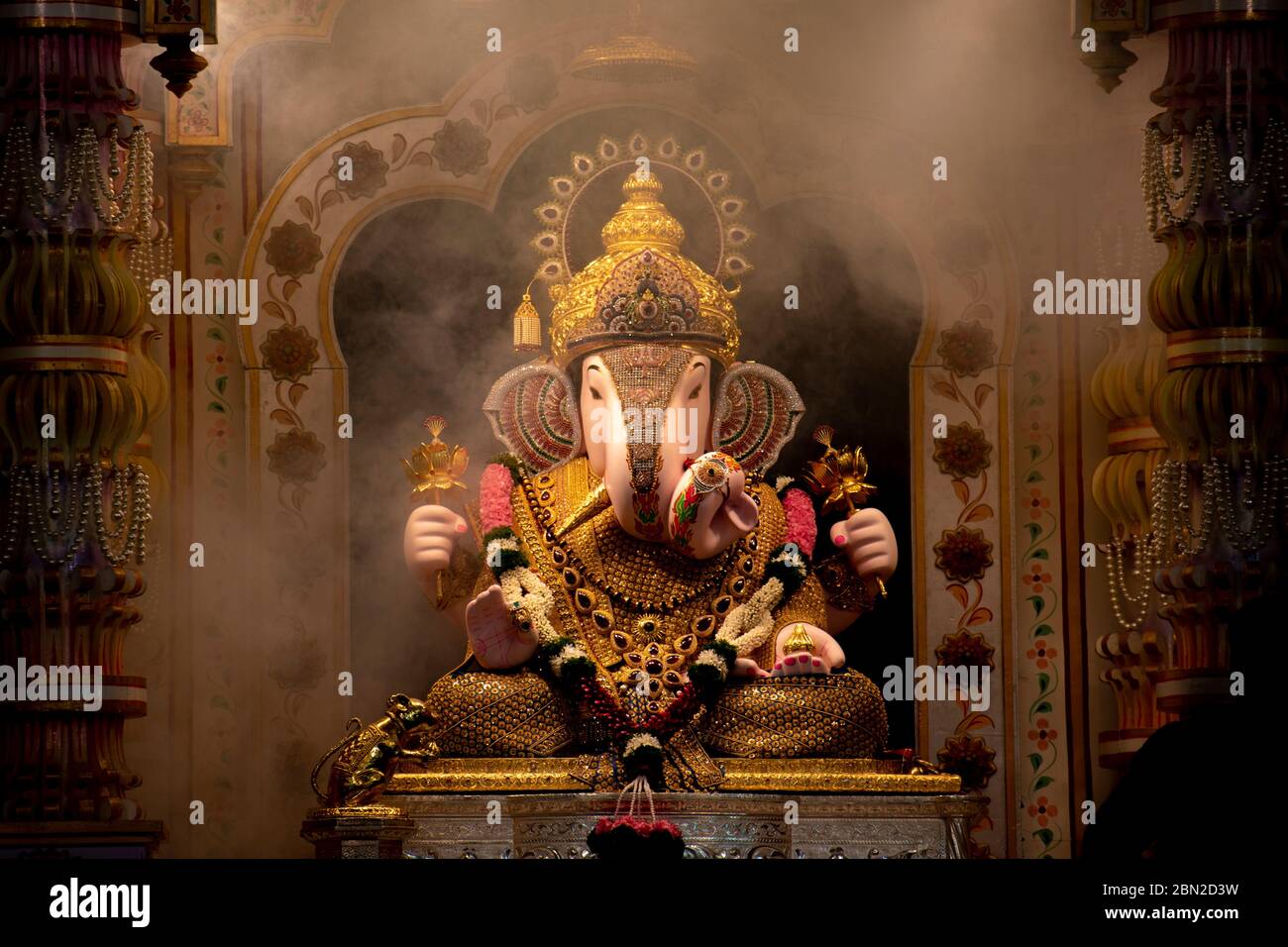 1300x956 Free download Dagdusheth Ganapati Idol at pune with golden jewellery in the [1300x956] for your Desktop, Mobile & Tablet. Explore Dagadusheth Wallpaper