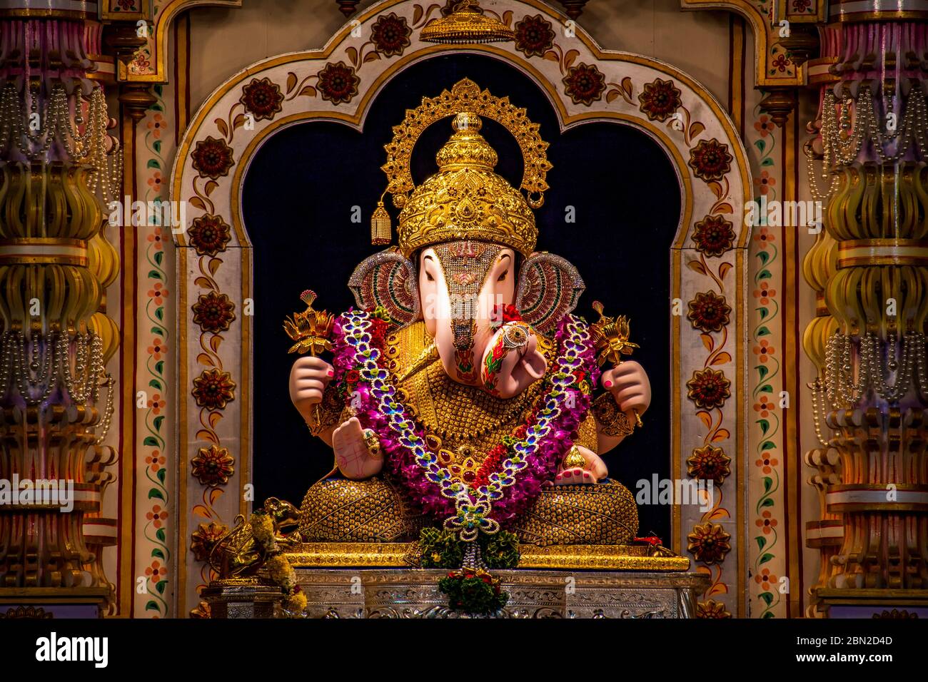 1300x956 Free download Dagdusheth Ganapati Idol at pune with golden jewellery and [1300x956] for your Desktop, Mobile & Tablet. Explore Dagadusheth Wallpaper