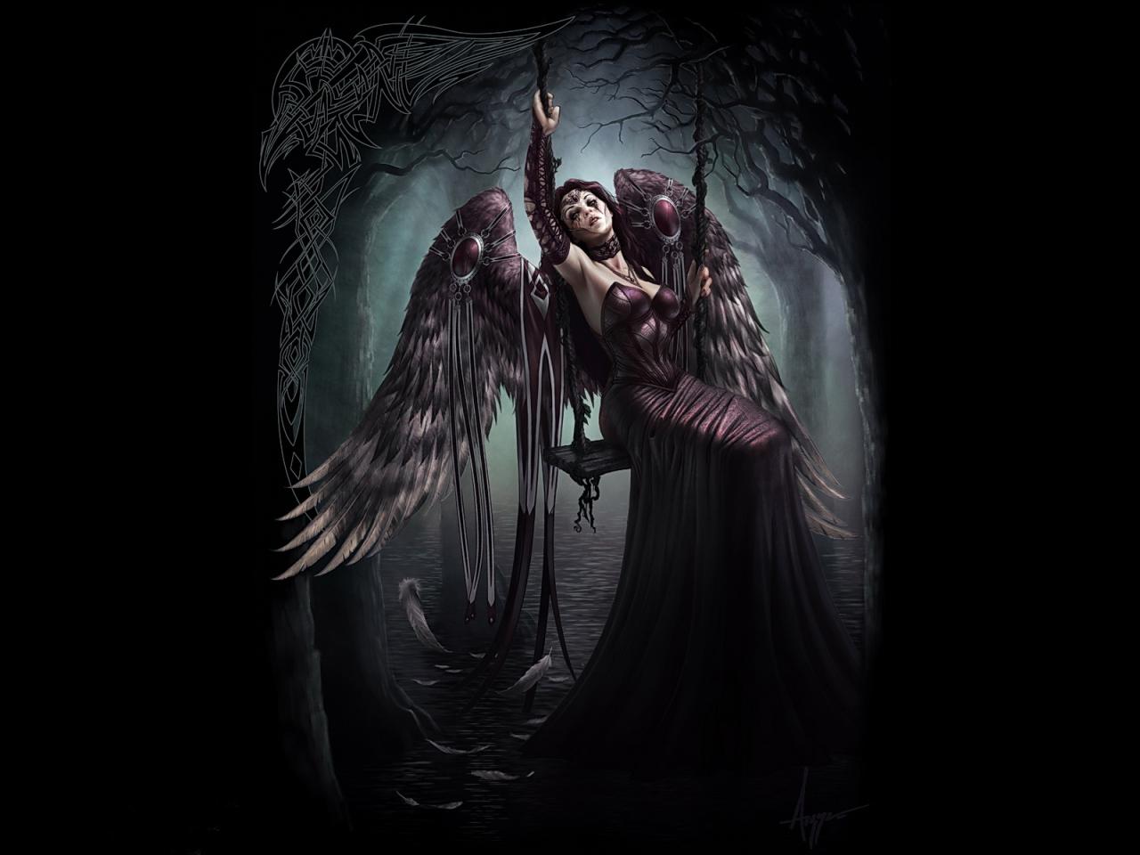 1280x960 Beautiful Fantasy Dark Fallen Angel Wallpaper​-Quality Free Image and Transparent PNG Clipart
