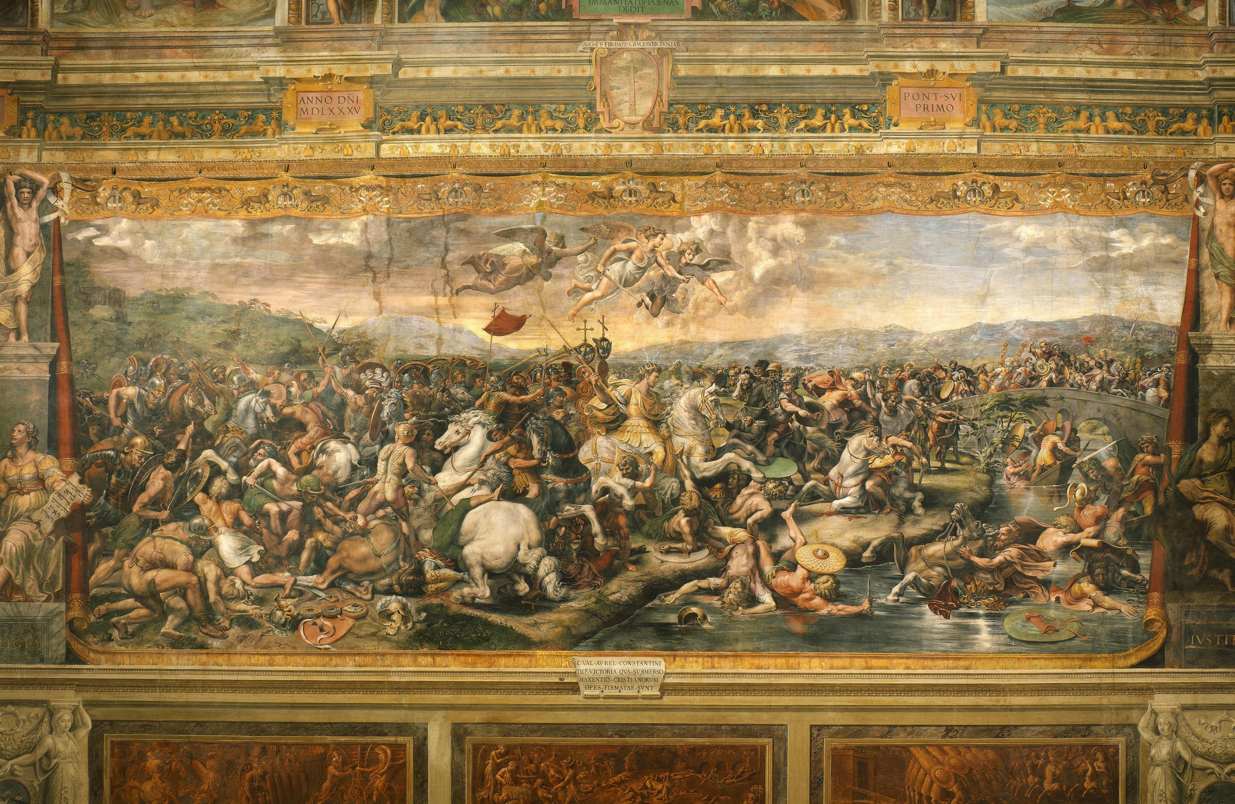 3999x2603 4K, Raphael Santi, Battle on the bridge Milvius, Pictorial art, HD Wallpaper