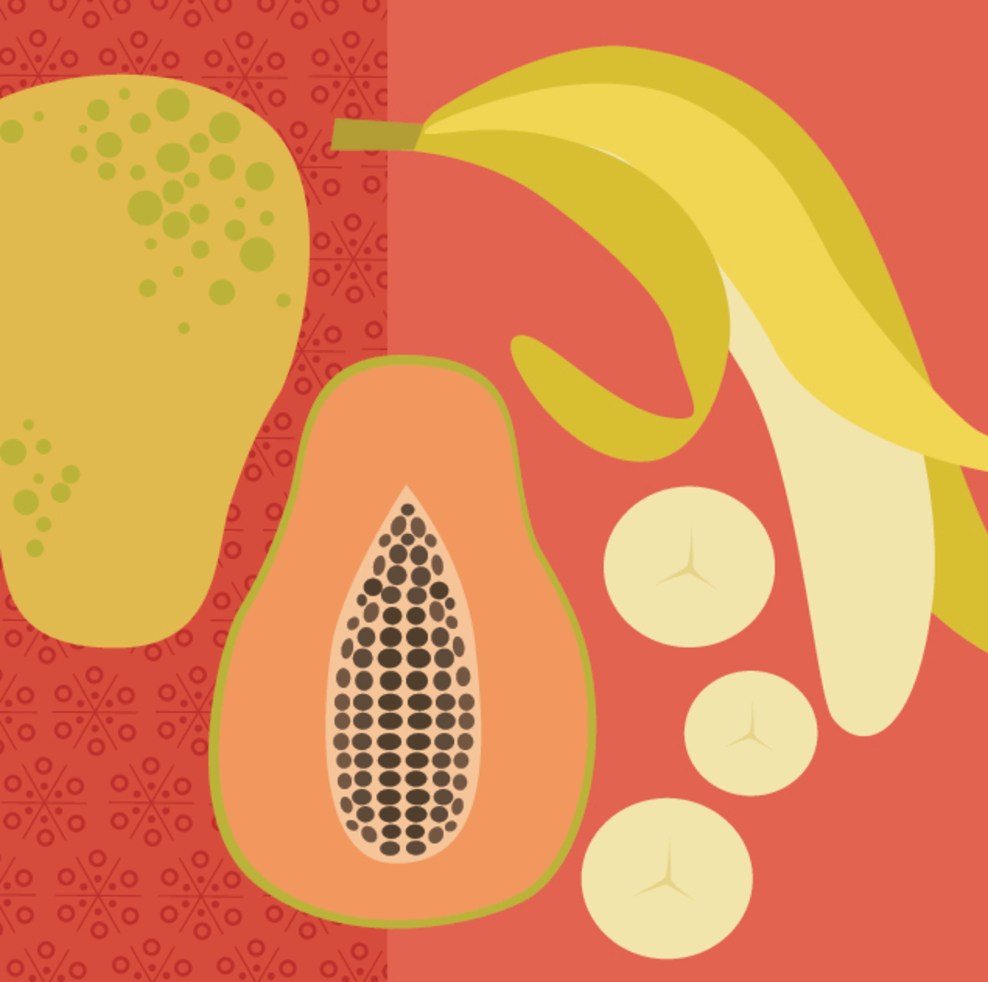 3200x3180 Modern Fruits & Veggies And Papaya Mural Pickens Your Way
