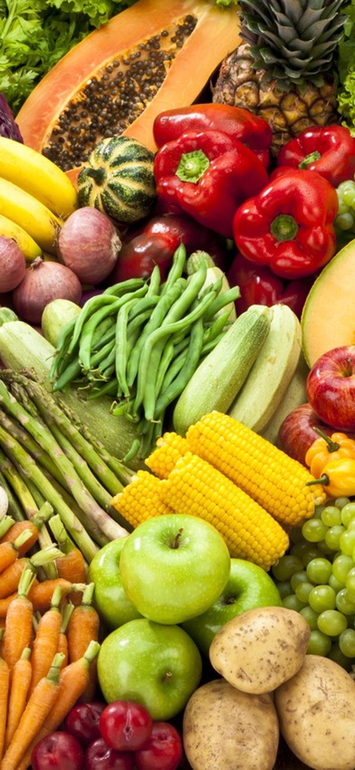 1242x2688 Vitamins on a wallpaper and vegetable rainbow style