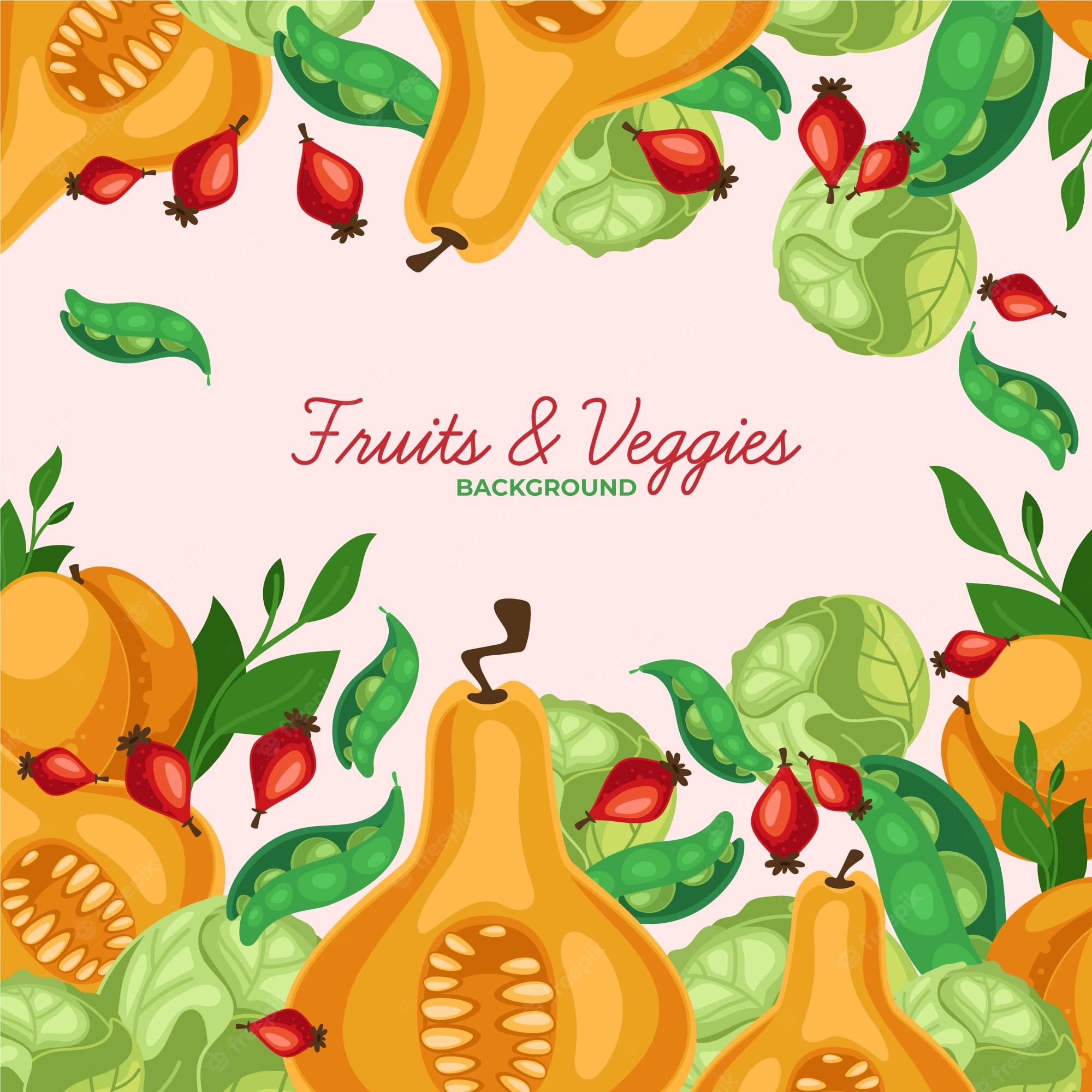 2000x2000 Free Vector. Fruits and vegetables background
