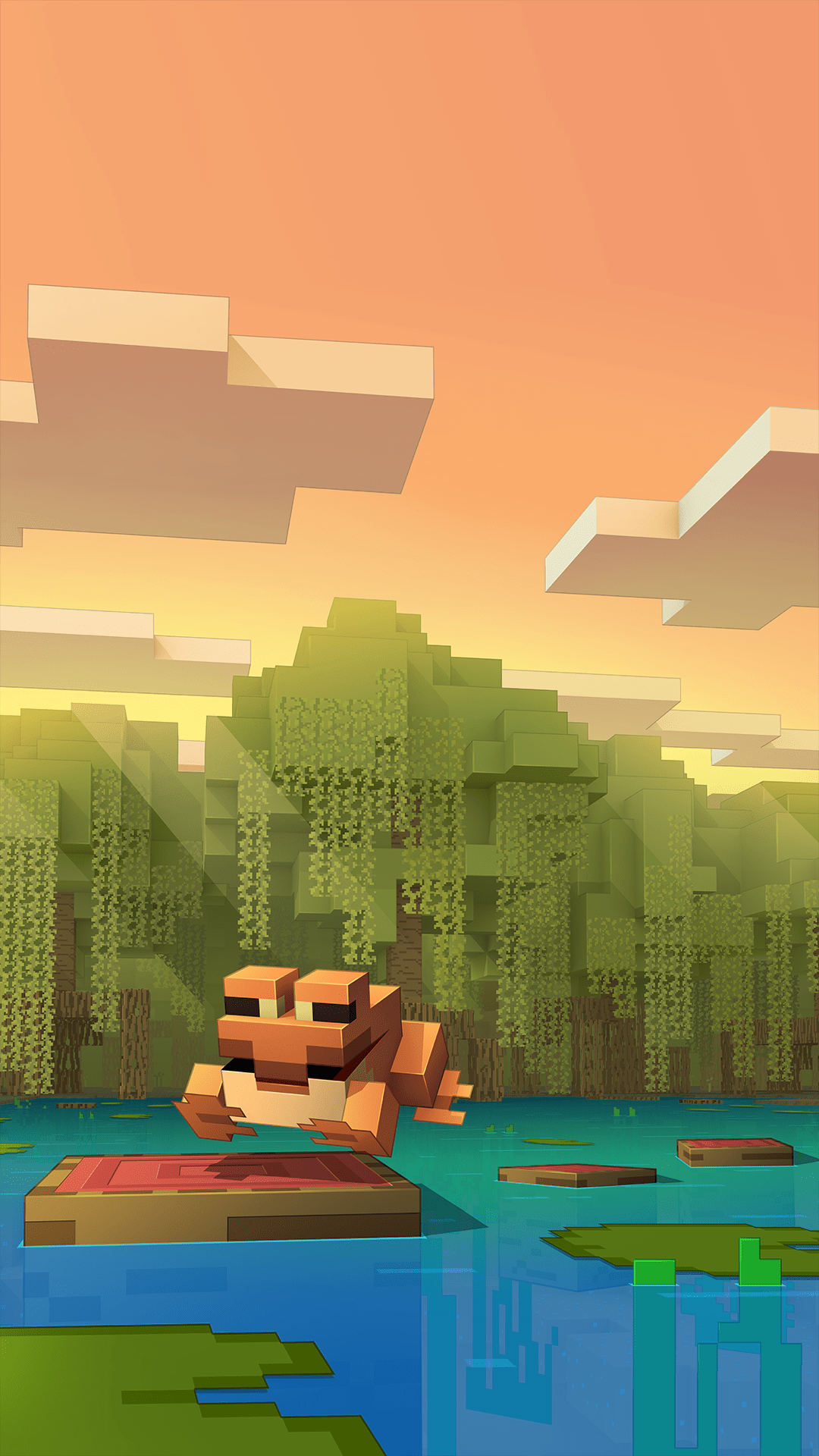 1080x1920 Minecraft Mine Video Games Frog Water Trees Wallpaper:1080x1920
