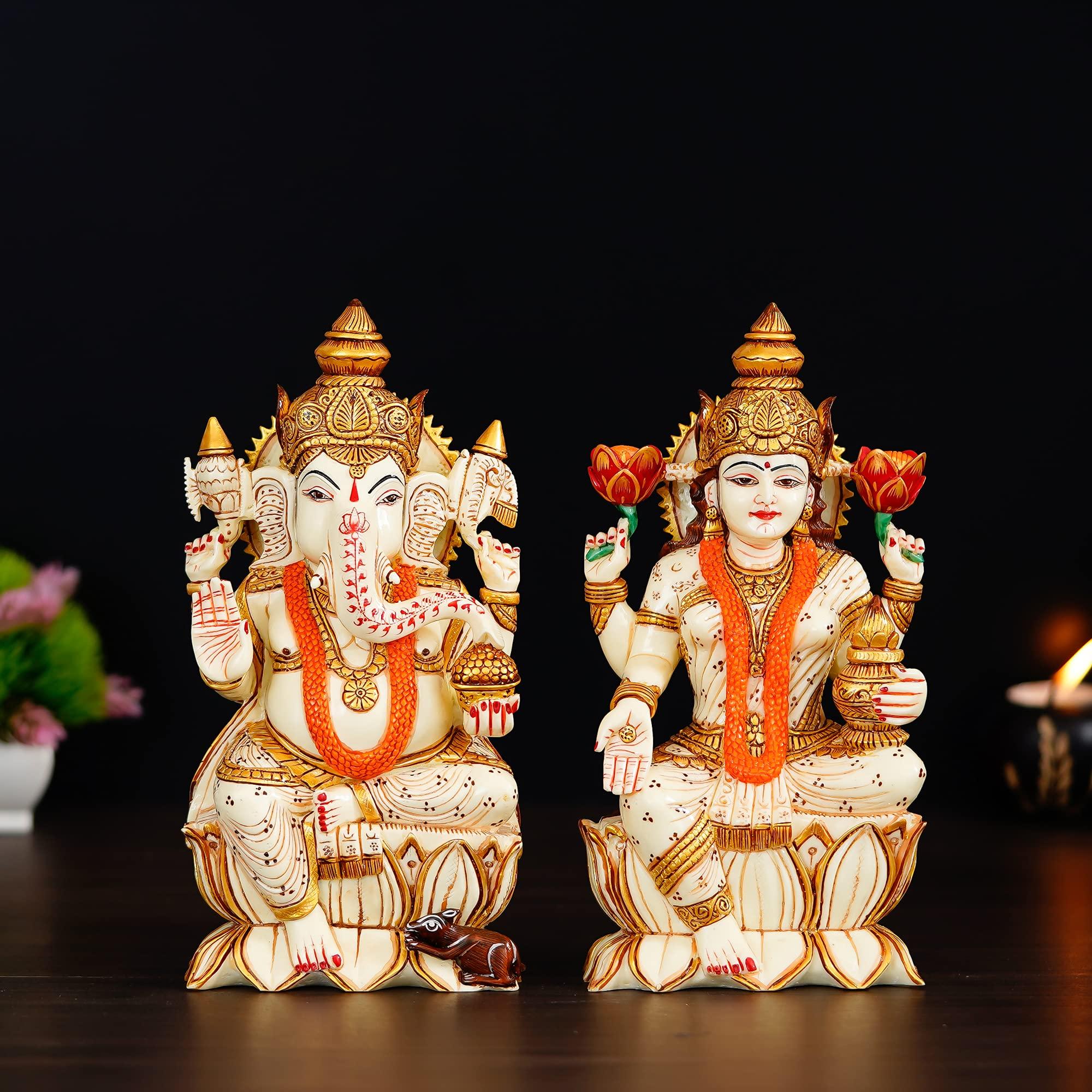 2000x2000 Shyam Antique Creation Large Pair of Lakshmi Ganesh Statue Laxmi Ganesh murti for Diwali pujan Laxmi Ganesha Idols Sculpture : Home & Kitchen