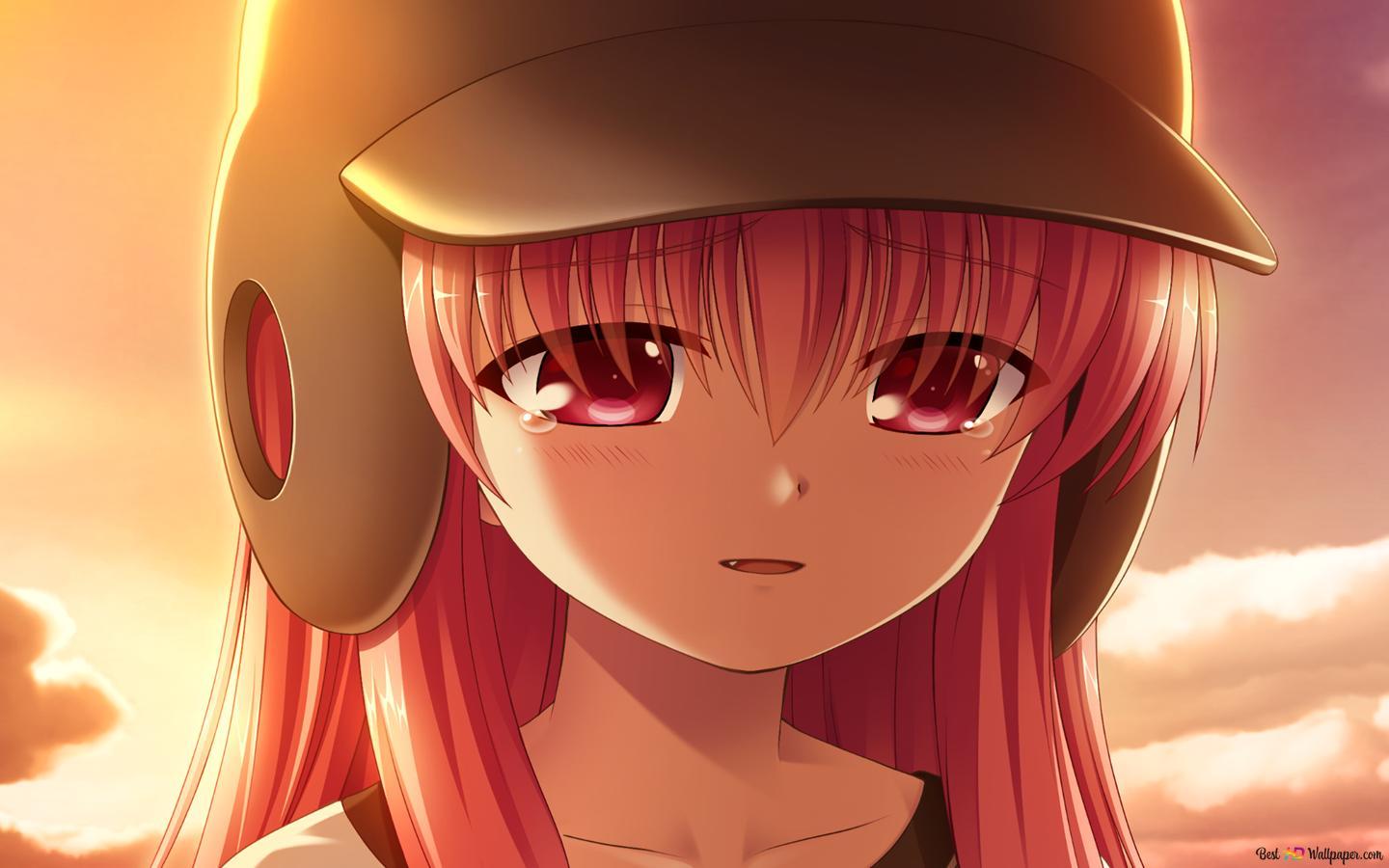 1440x900 Cute anime girl ware's baseball helmet HD wallpaper download