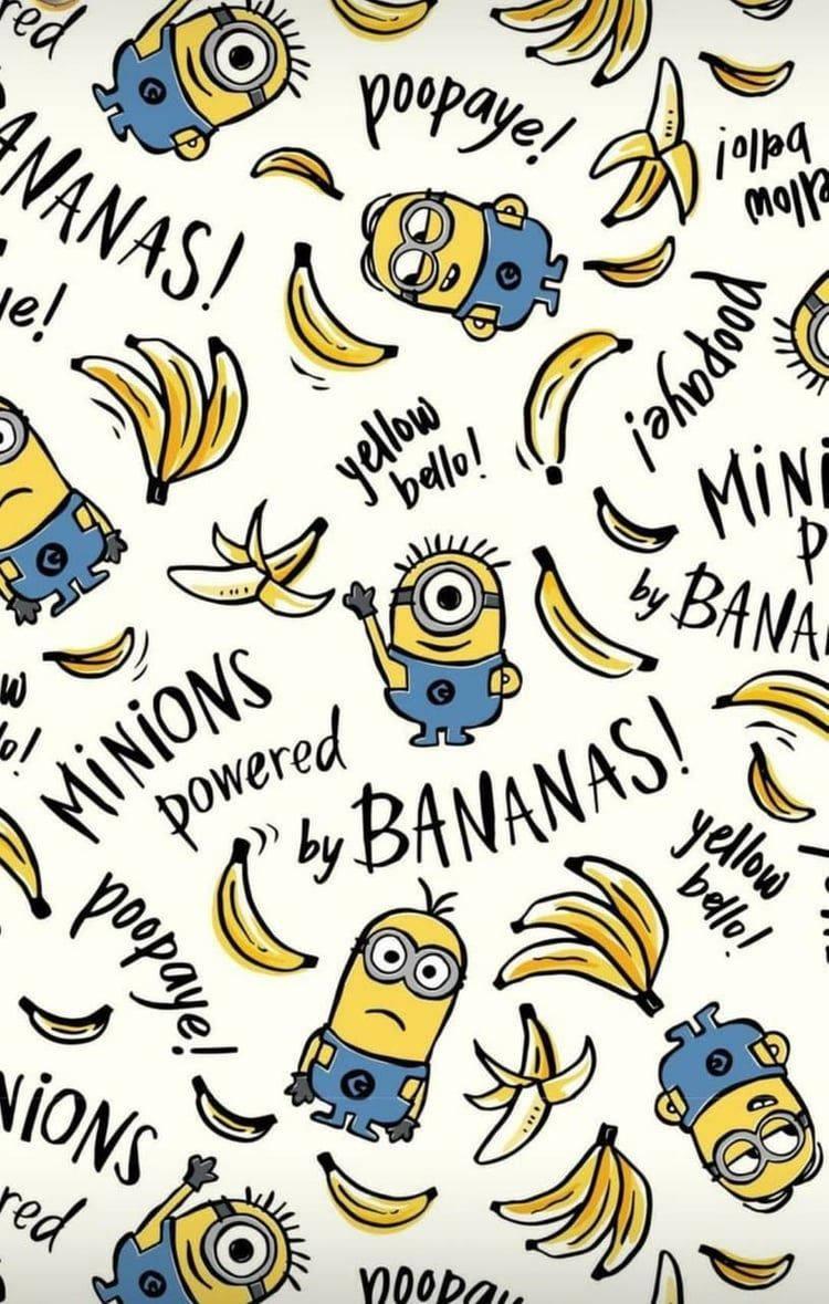 750x1179 Download Minions Banana Pattern Wallpaper