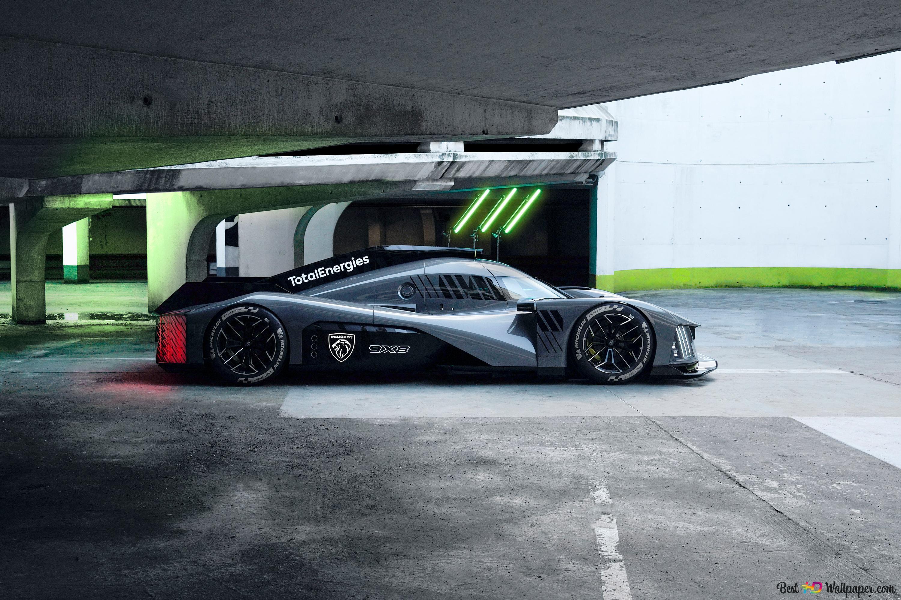 3000x2000 Peugeot 9X8 Le Mans Hypercar racer 2022 side view 4K wallpaper download