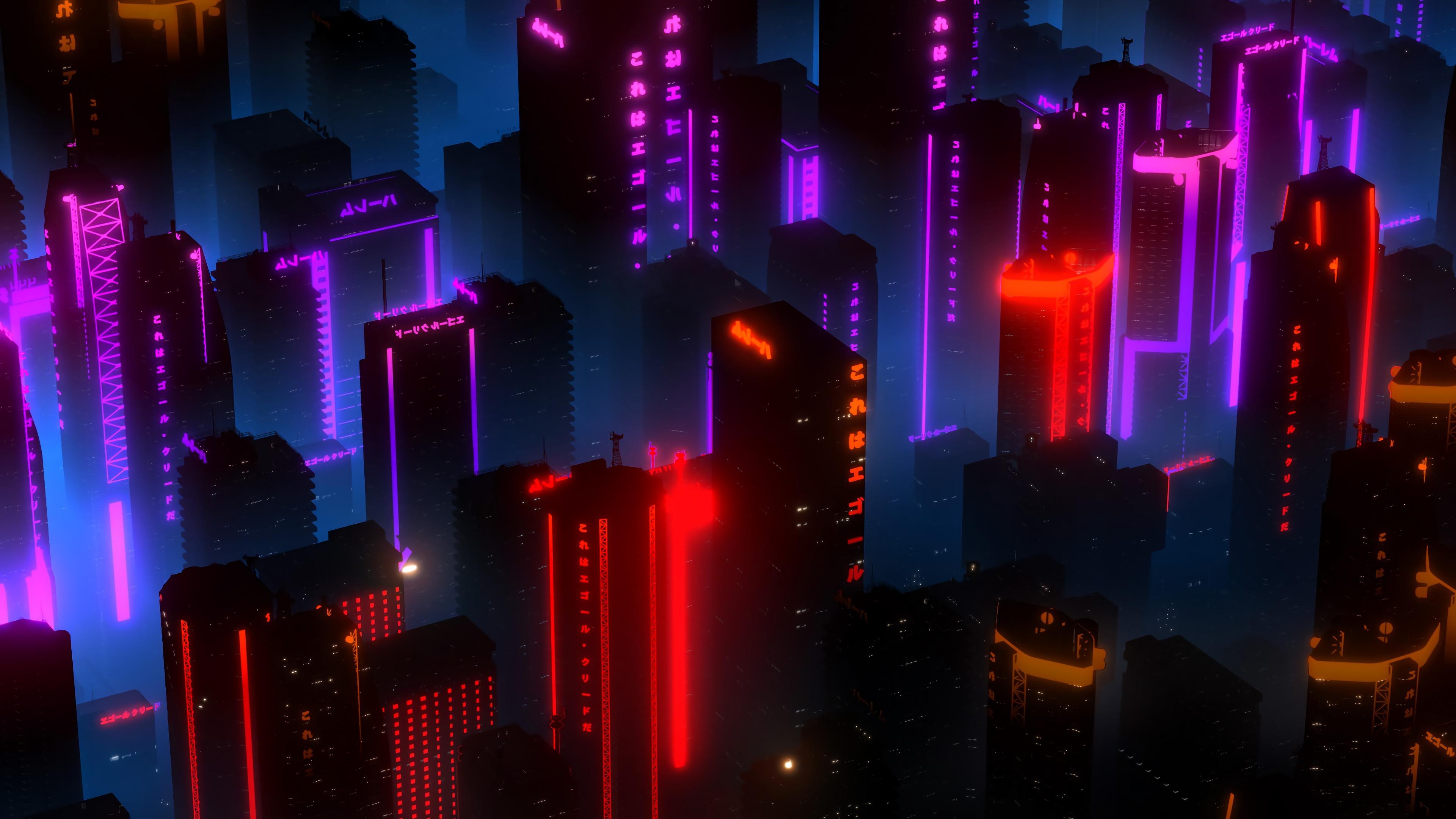 3840x2160 4K PC WALLPAPER FUTURISTIC NEON CITY NIGHT