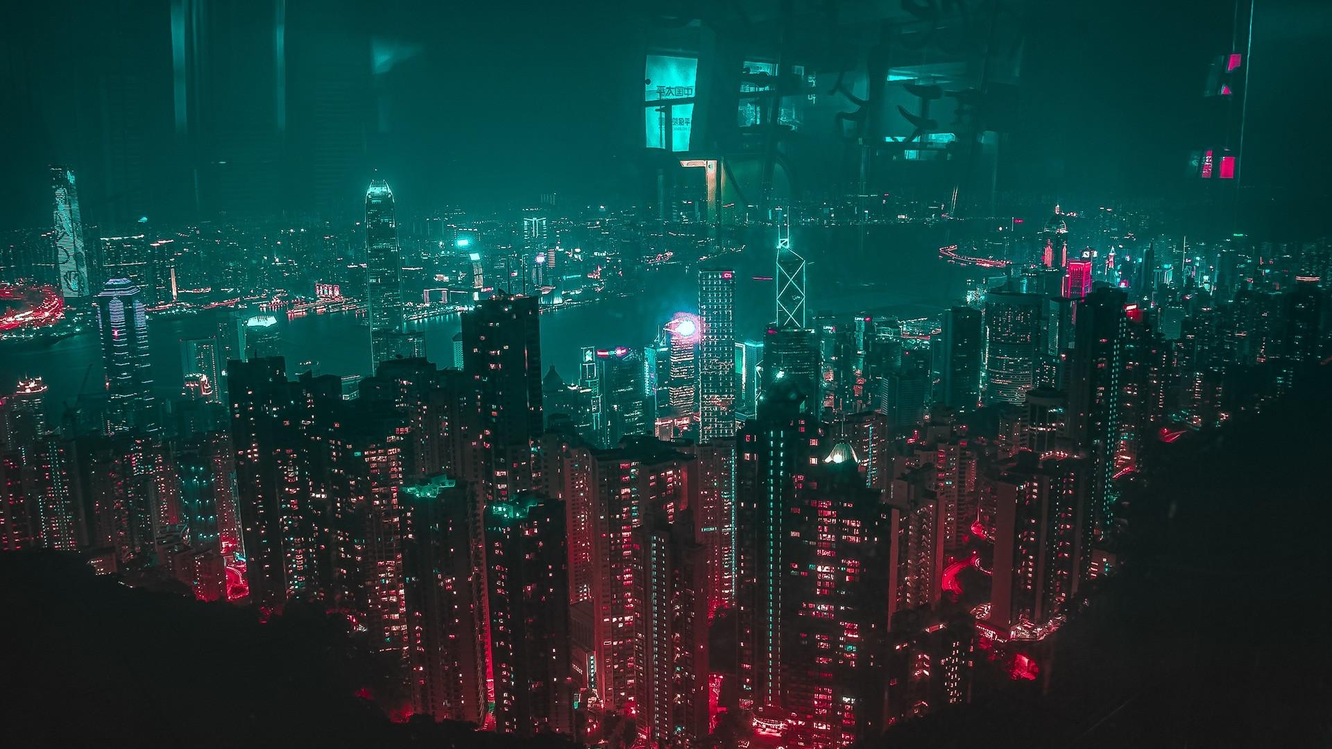 1920x1080 Neon City Wallpaper For Your XFCE Desktop