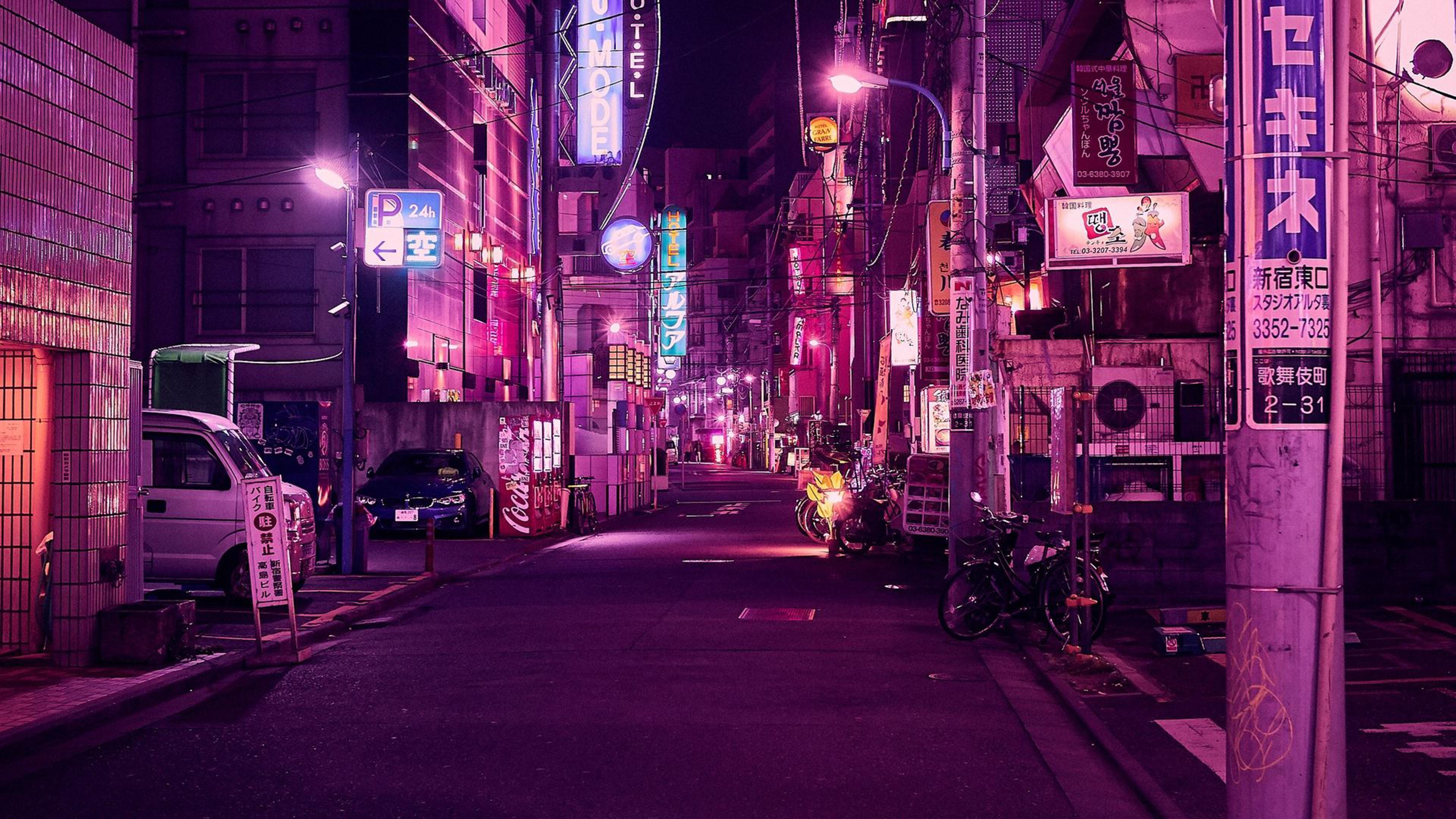 3840x2160 Free Download 4K Neon City Computer Wallpaper HD