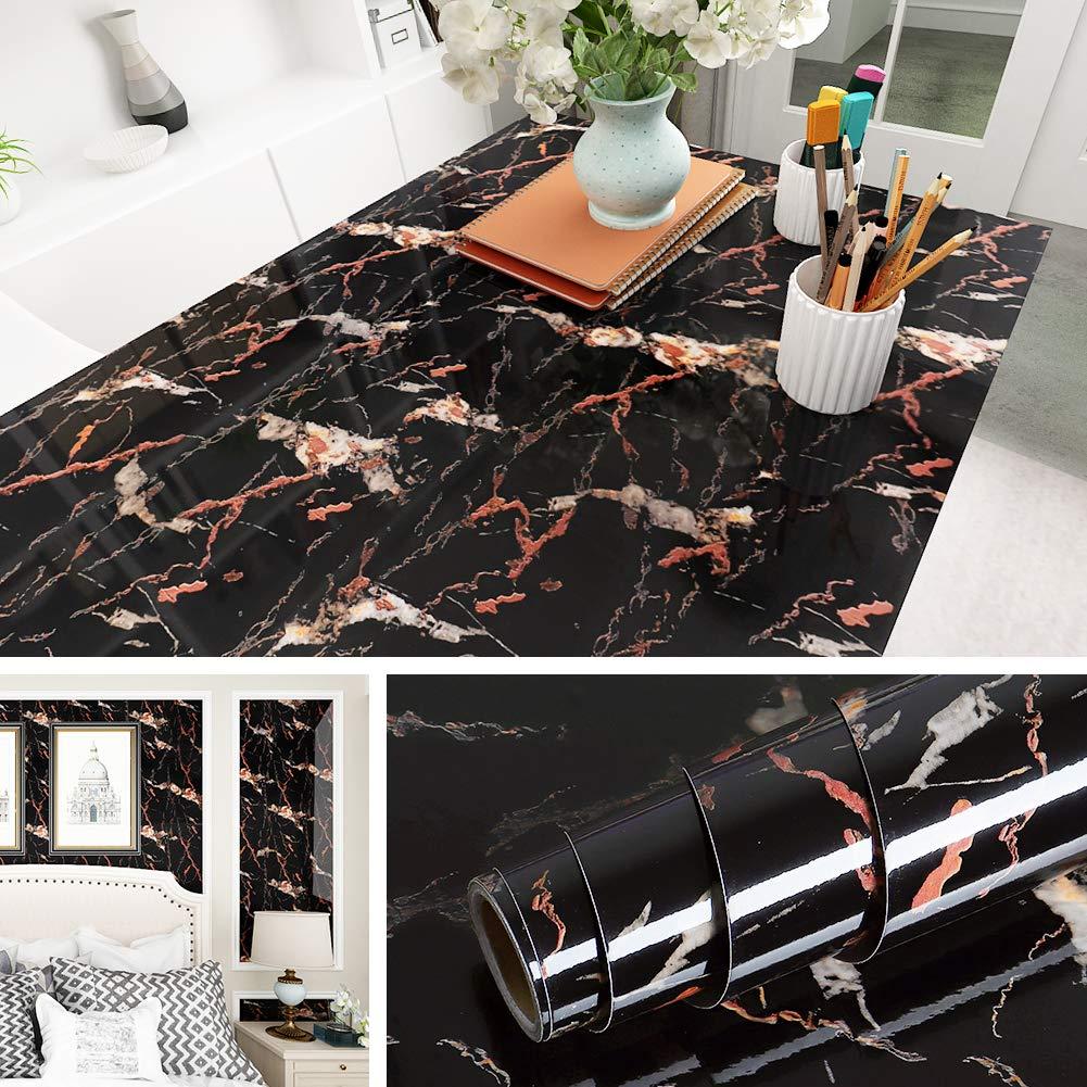1001x1001 Livelynine Countertop Contact Paper Black Marble Wallpaper Peel and Stick Wall Paper Self Adhesive Paper for Furniture Desk Table Kitchen Counter Top Covers Removable Waterproof 15.8x78.8 Inches : Tools & Home