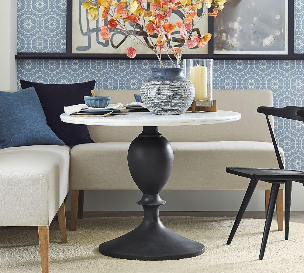 1000x900 Chapman Round Marble Pedestal Dining Table