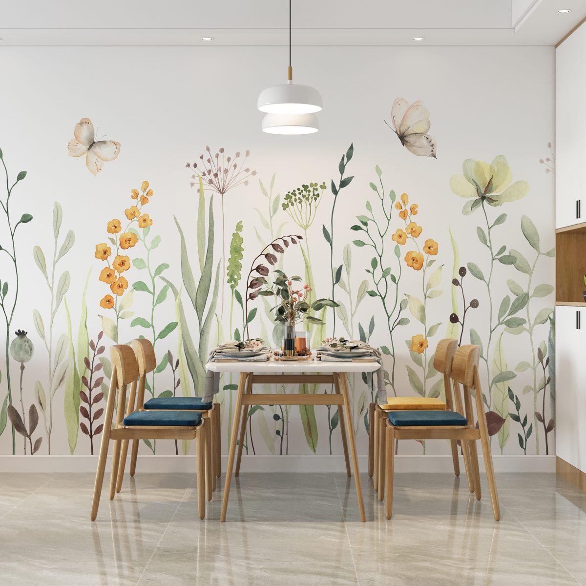 1200x1200 Dining Room Wallpaper. Flower Wall Murals