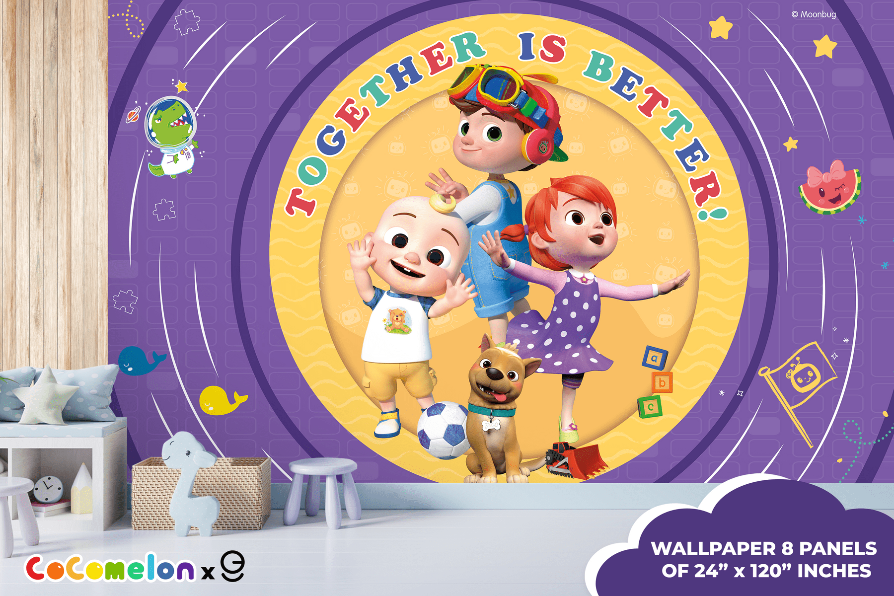 1800x1200 CoComelon JJ and His Friends Peel and Stick Wallpaper X CoComelo