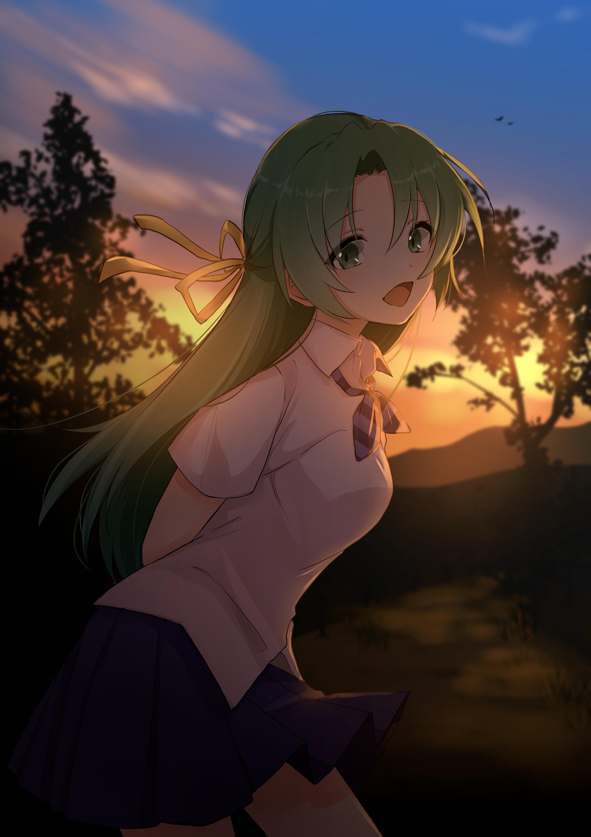 2480x3508 Anime Anime Girls Higurashi No Naku Koro Ni Long Hair Green Hair Sonozaki Shion Artwork Digital Art Wallpaper:2480x3508