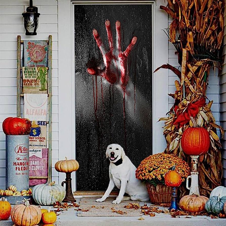894x894 Navoky Halloween Door Stickers Clown 3D Horrible Bloody Handprints Wallpaper 30x79 Inches Scary Decoration for House Party : Tools & Home Improvement
