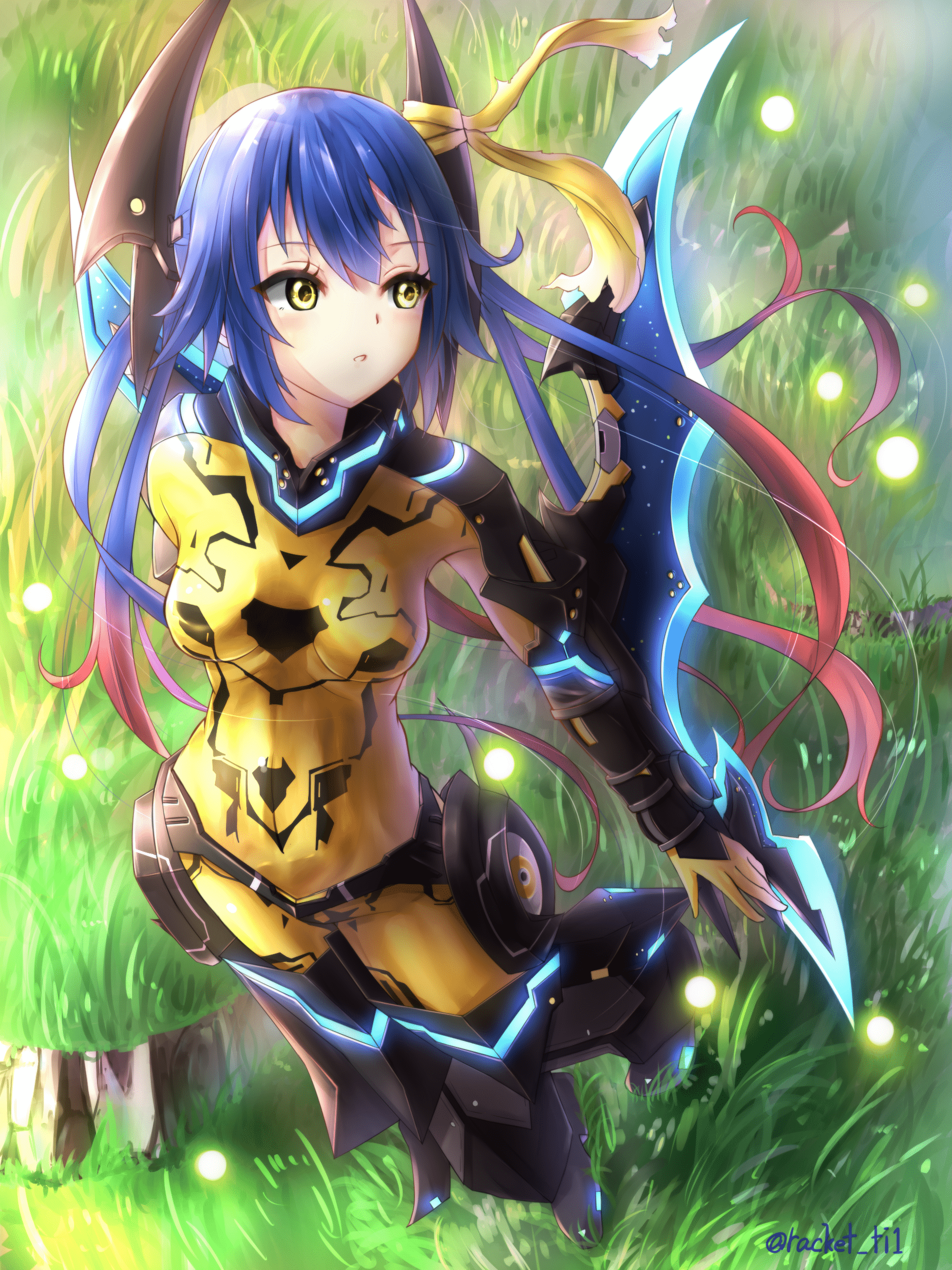 1875x2500 Quna (Phantasy Star Online 2), anime, Phantasy Star Online anime girls, yellow eyes, bodysuit, long hair, Phantasy Star Online Gallery HD Wallpaper