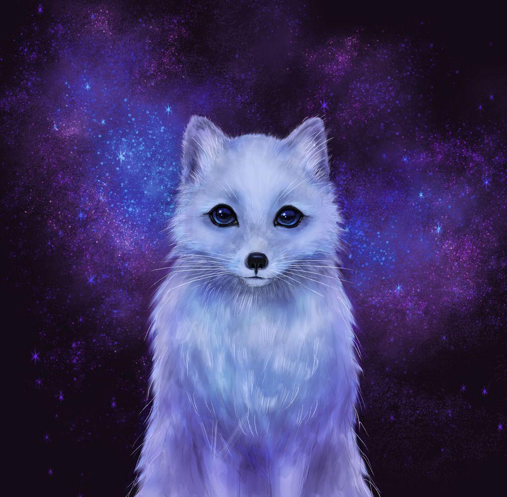 1000x979 Arctic Fox (color Version II.) Art Print By ARiA Illustration Small. Arctic Fox Art, Fox Art Print, Fox Art