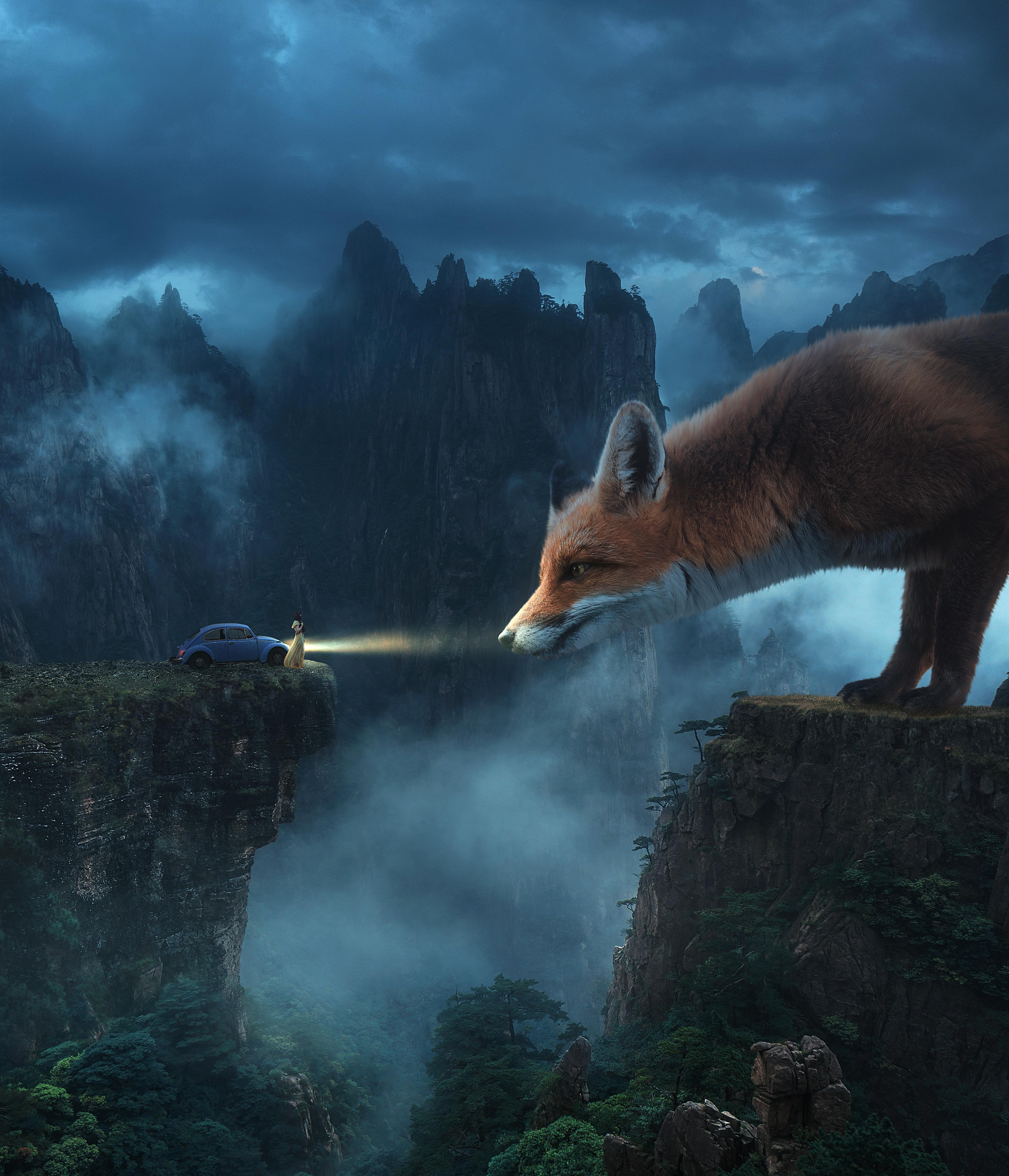 3840x4477 Fox Wallpaper 4K, Dream, Surreal, Foggy, Fantasy