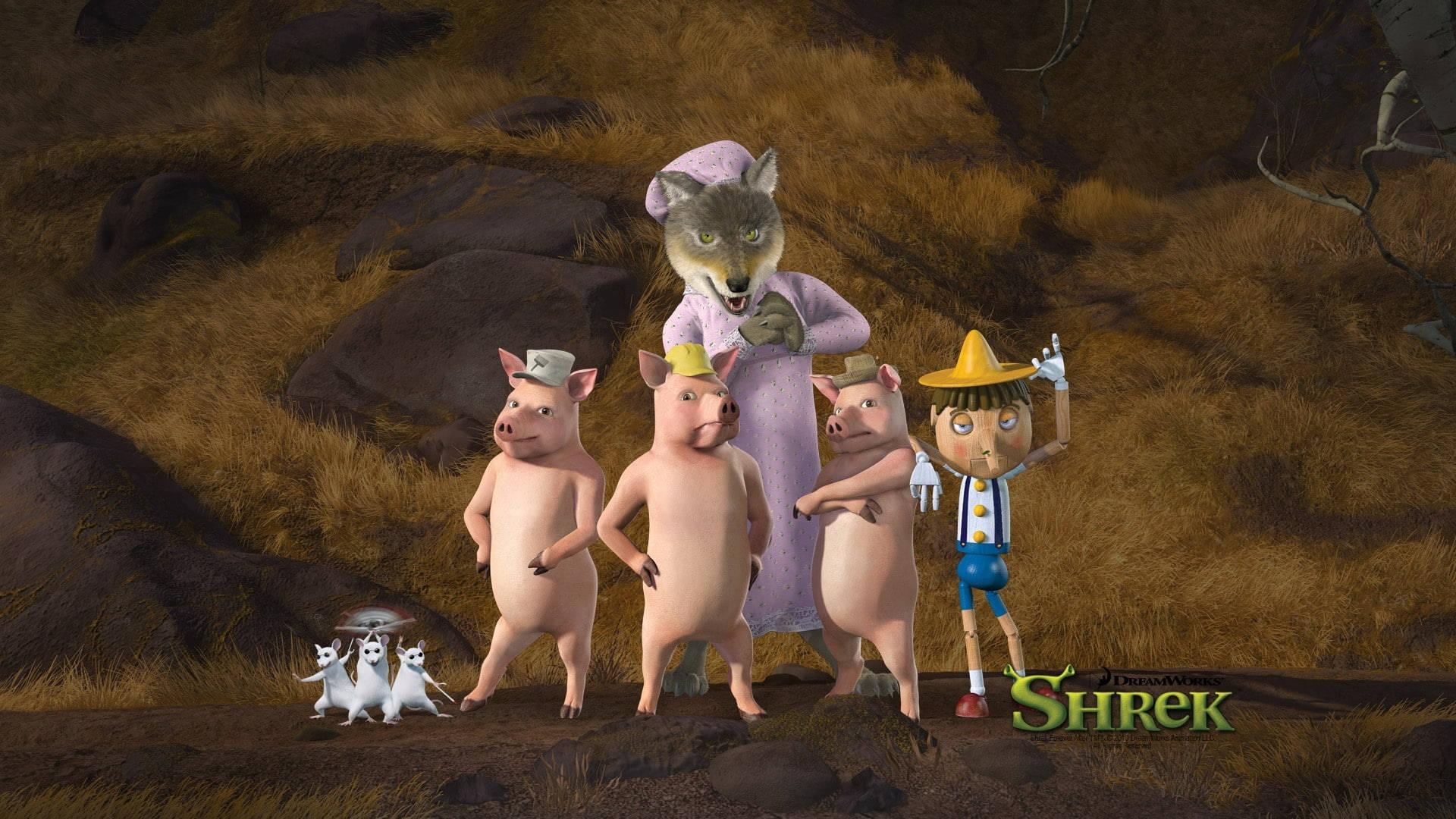 1920x1080 Download Granny Wolf With Pigs Shrek Forever After Wallpaper