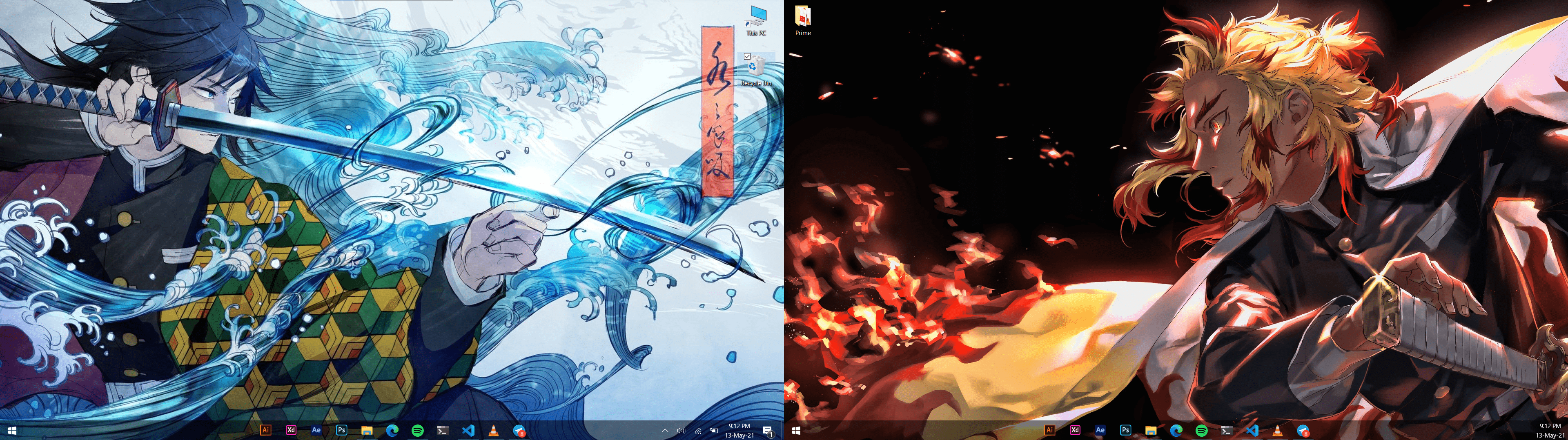 3840x1078 Demon Slayer Dual Monitor Wallpaper