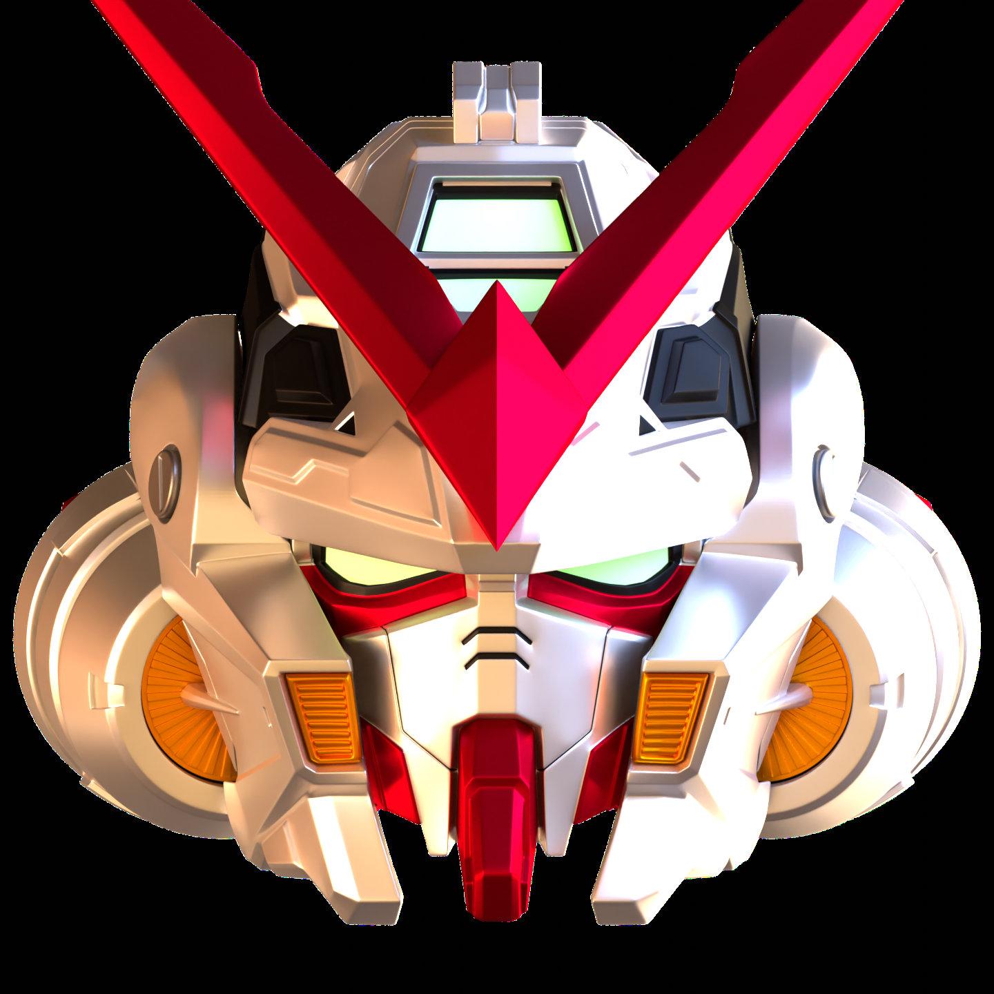 1440x1440 Gundam Astray Red Frame Helmet 3D Model